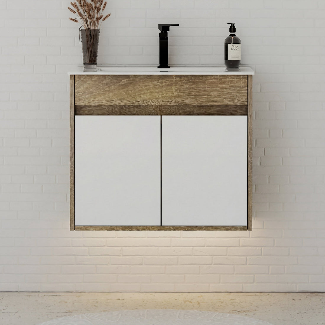 18" Narrow Depth Bathroom Vanity With Ceramic Sink - Vanity24"