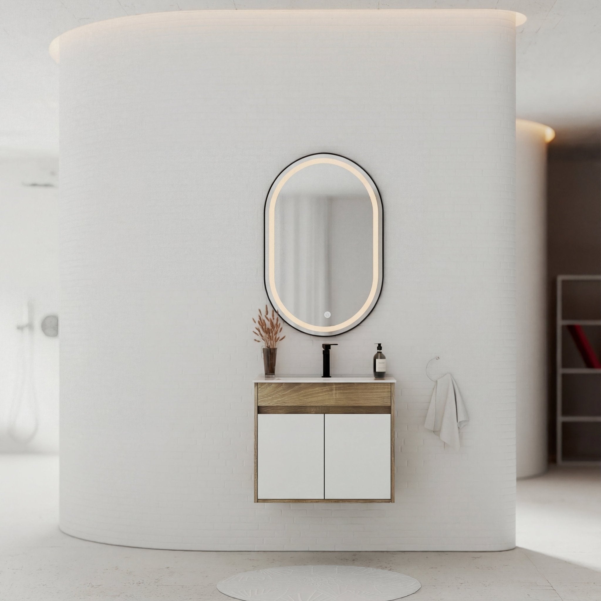 18" Narrow Depth Bathroom Vanity With Ceramic Sink - Vanity24"