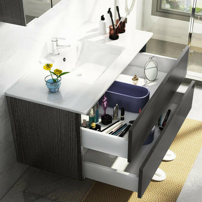 A8002 Bathroom Vanity Sink Combo Wall Mounted Cabinet Vanity Set with Drop in Sink.