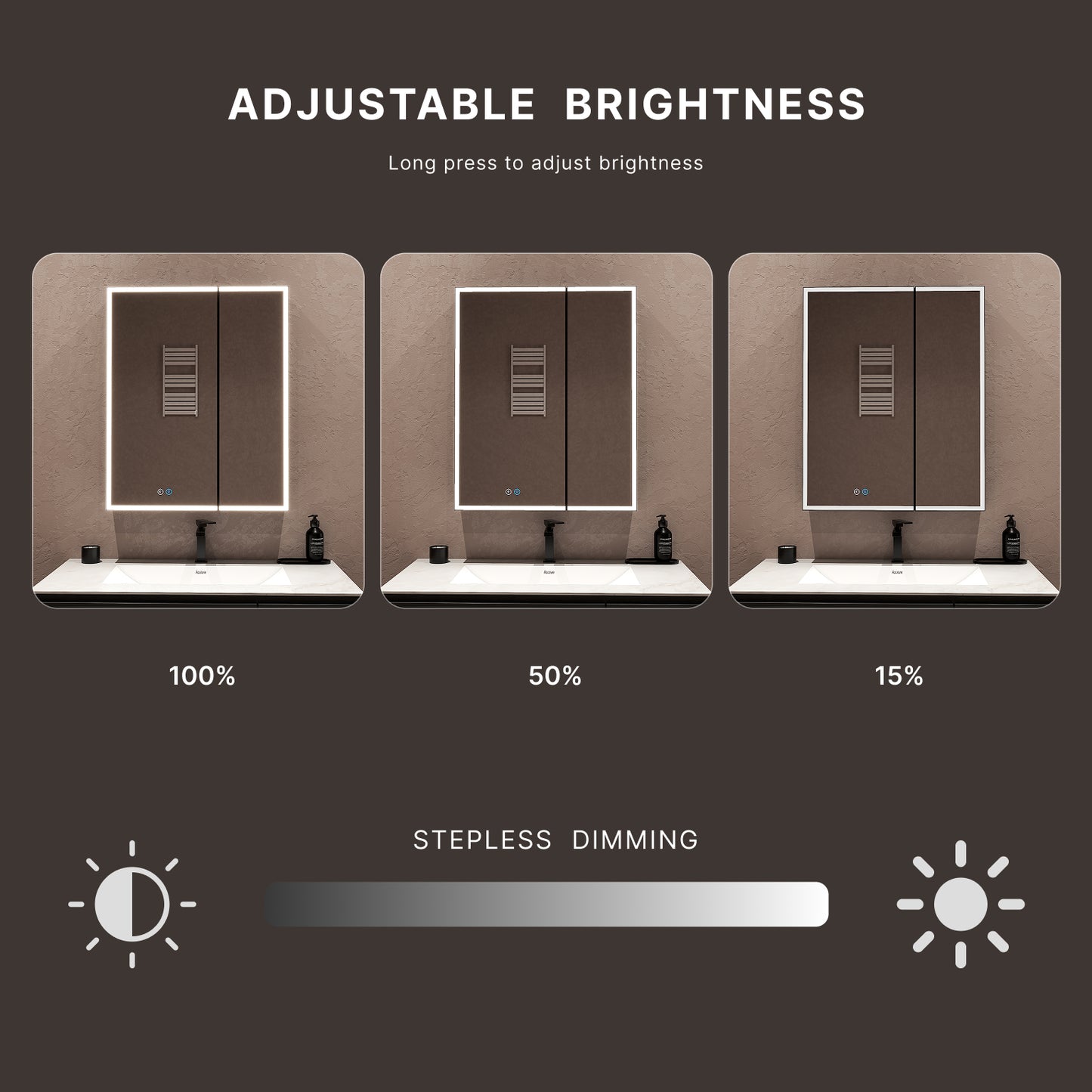 26" x 32" LED Mirror Medicine Cabinet – Aluminum Frame, Anti-Fog, Recessed or Surface Mount