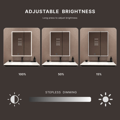 26" x 32" LED Mirror Medicine Cabinet – Aluminum Frame, Anti-Fog, Recessed or Surface Mount