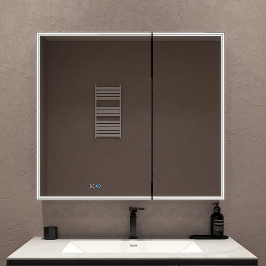 36"x32" Lighted Bathroom Medicine Cabinet – Dimmable, Recessed & Surface Mount