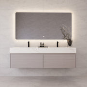 Tocador de baño flotante individual con cubierta de piedra de 60" / 71" de doble lavabo
