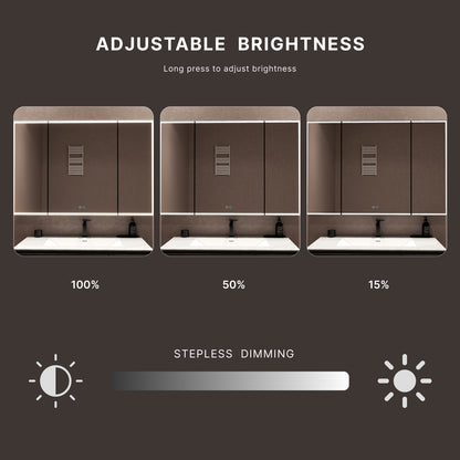 48"x32" LED Mirror Cabinet, Anti-Fog, Dimmable Light & Memory – Recessed or Wall-Mounted