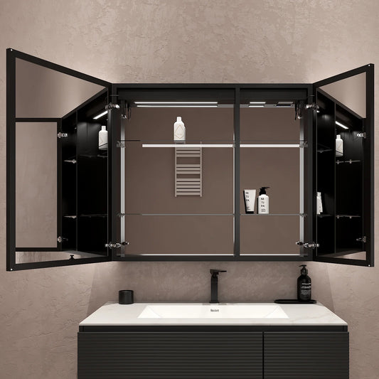 36"x32" Lighted Bathroom Medicine Cabinet – Dimmable, Recessed & Surface Mount