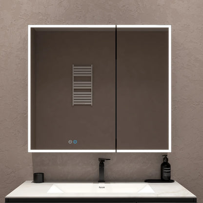 36"x32" Solid Light Bathroom LED Mirror Cabinet – Dimmable Light, Anti-Fog, Recessed or Surface Mount