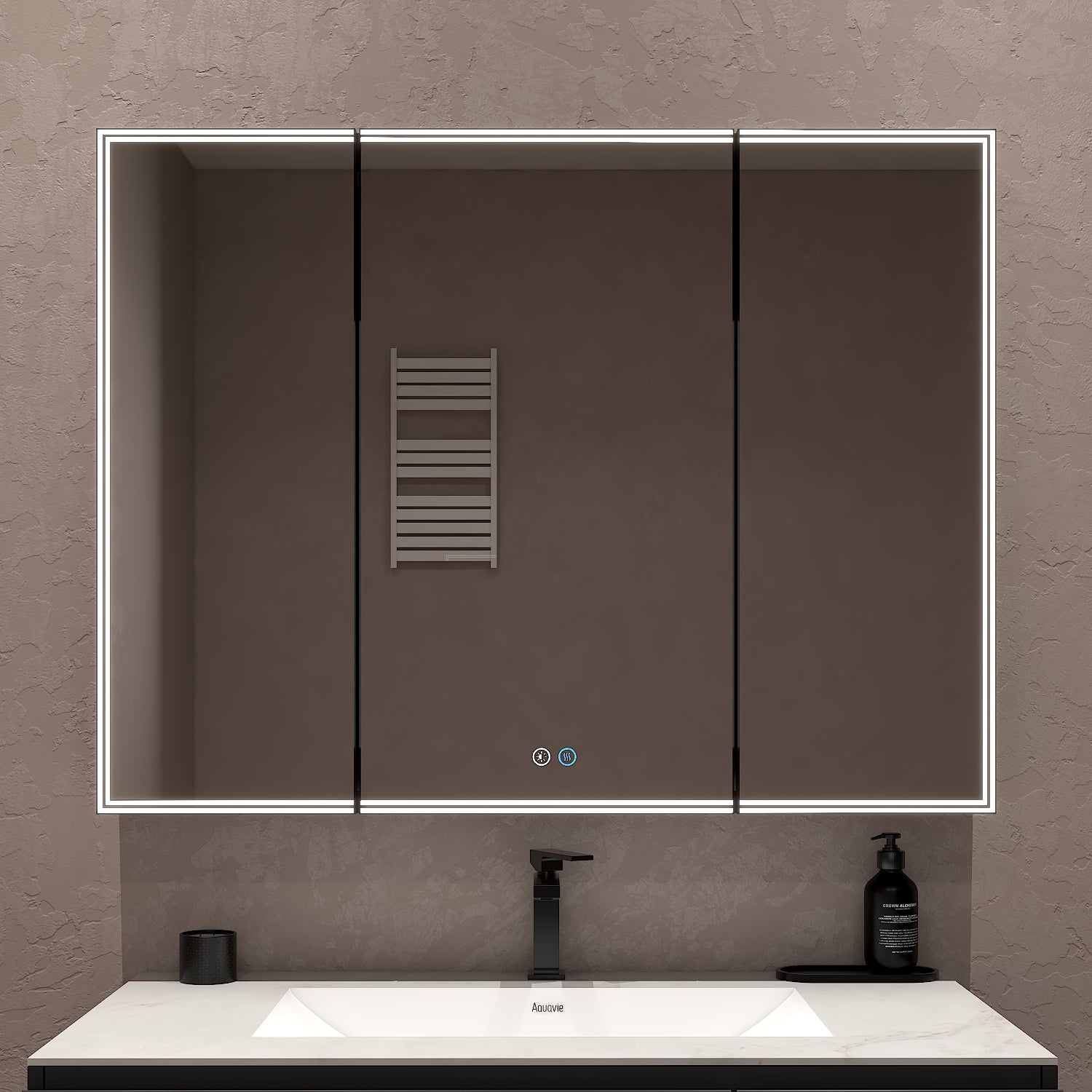 42"x32" LED Medicine Cabinet with Mirror – 3 Doors, Memory Function, Wall Recessed or Surface Mount