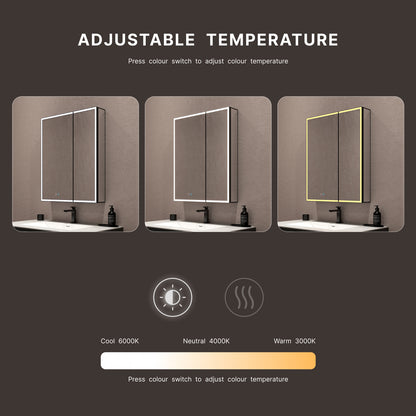 26" x 32" LED Mirror Medicine Cabinet – Aluminum Frame, Anti-Fog, Recessed or Surface Mount