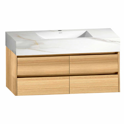48 Inch Sintered Stone Top With Double Drawer Floating Bathroom Vanity
