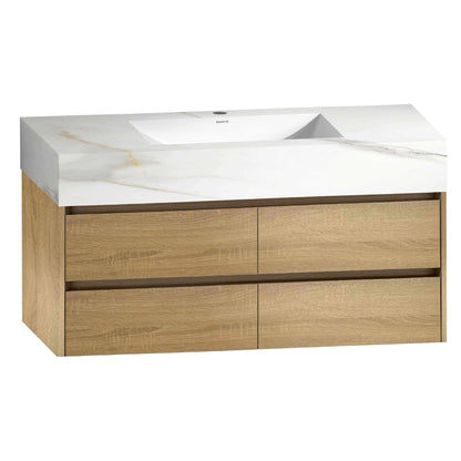 48 Inch Sintered Stone Top With Double Drawer Floating Bathroom Vanity