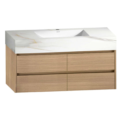48 Inch Sintered Stone Top With Double Drawer Floating Bathroom Vanity