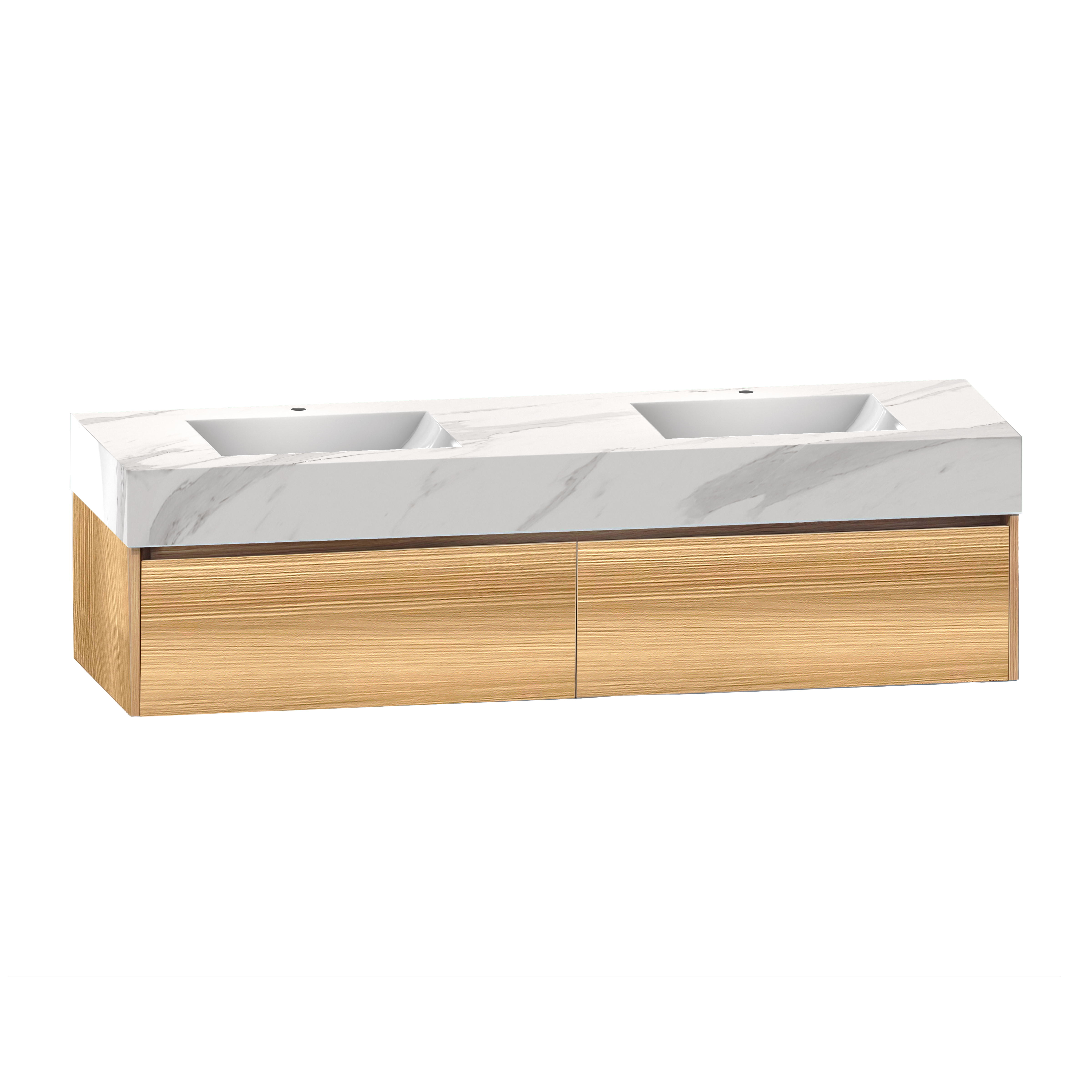 71'' Double Sink Stone Top with Single Floating Bathroom Vanity