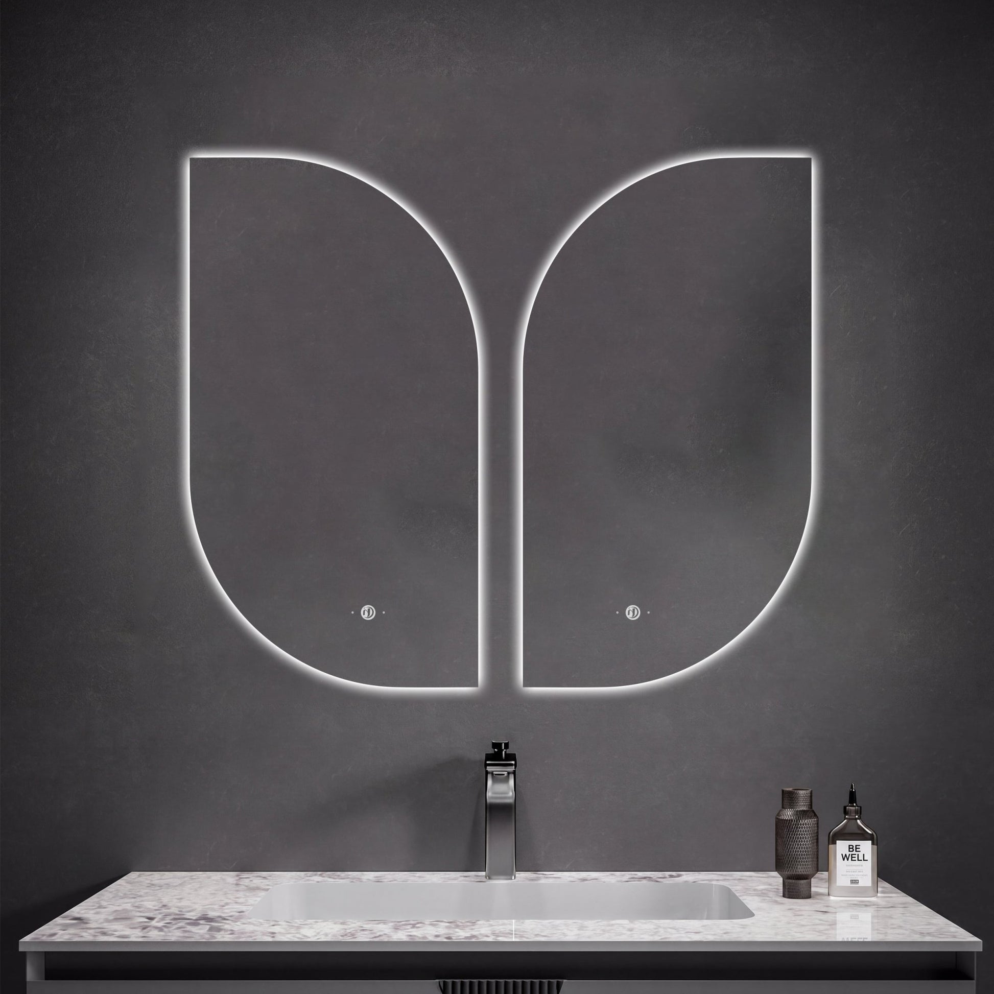 2 Sizes Asymmetrical LED Bathroom Mirror with Anti - Fog - LED MIrror26"x38"