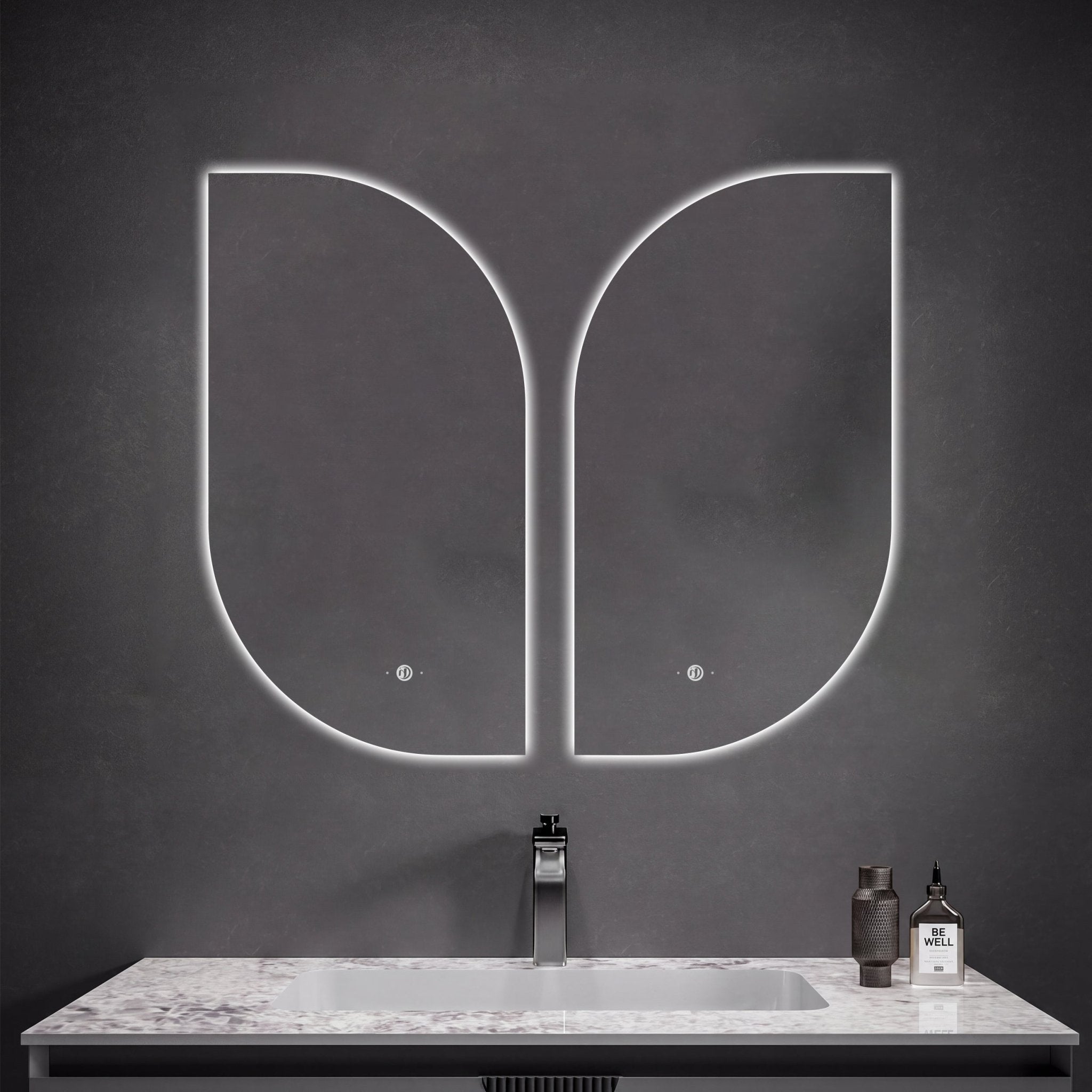 2 Sizes Asymmetrical LED Bathroom Mirror with Anti - Fog - LED MIrror26"x38"