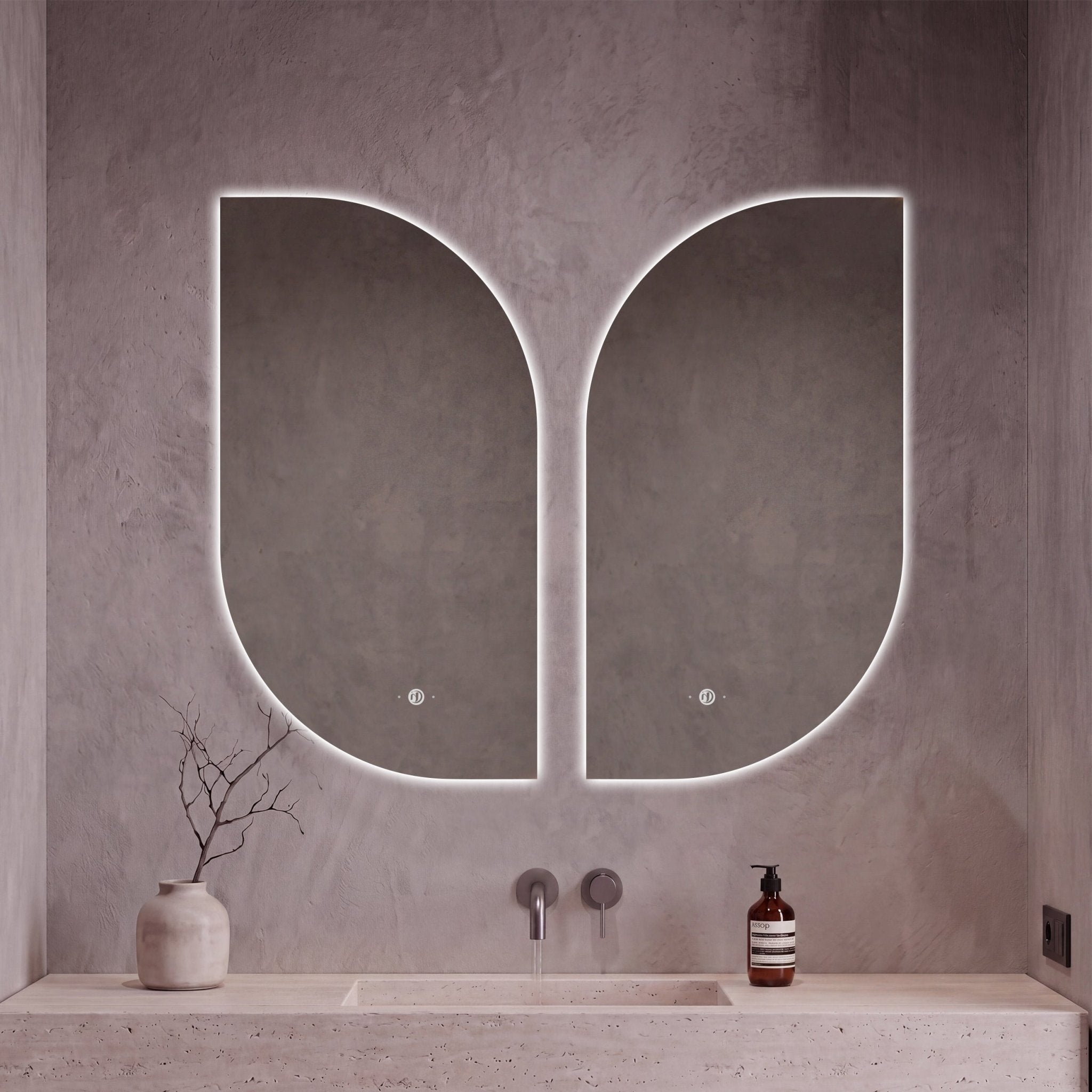 2 Sizes Asymmetrical LED Bathroom Mirror with Anti - Fog - LED MIrror26"x38"