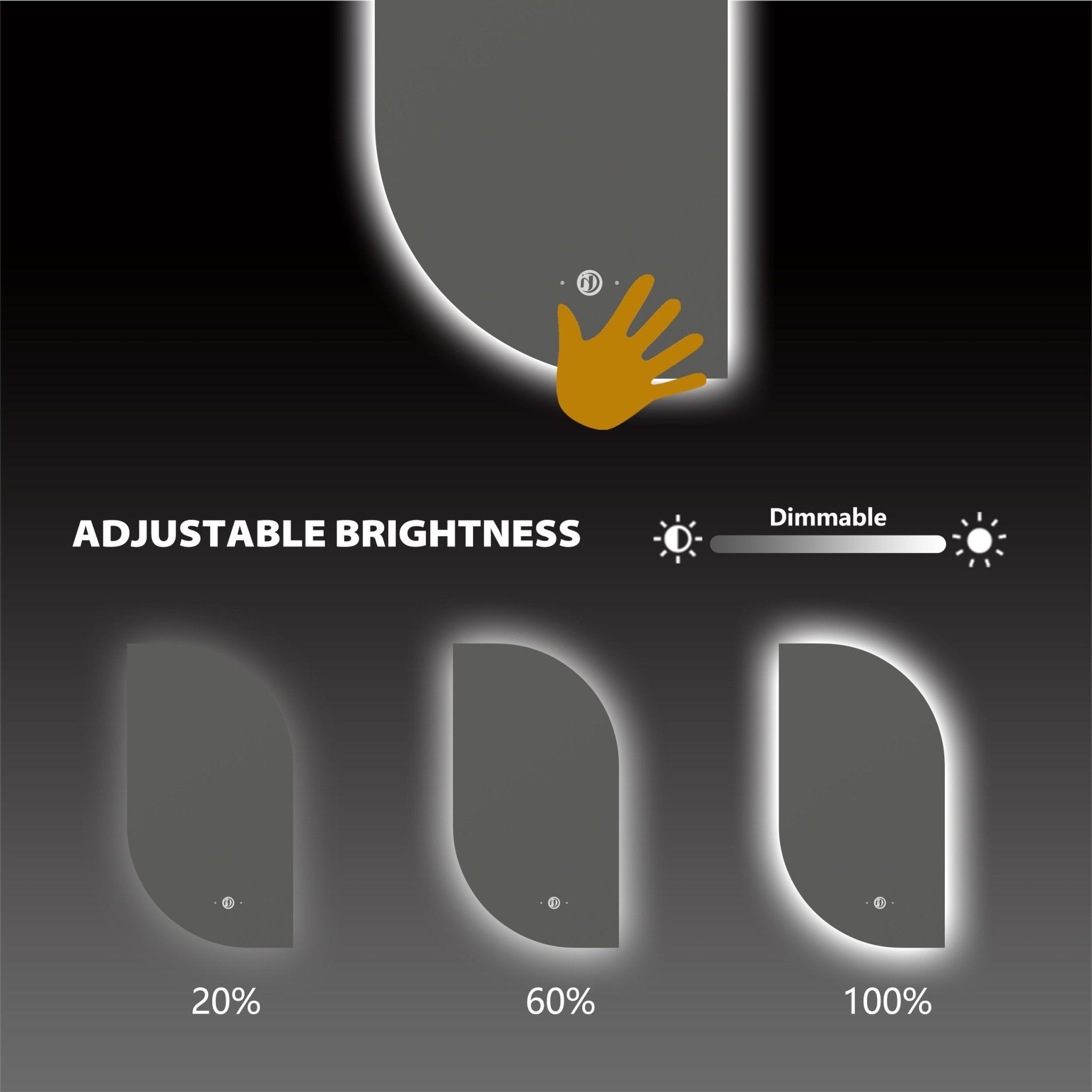 2 Sizes Asymmetrical LED Bathroom Mirror with Anti - Fog - LED MIrror26"x38"