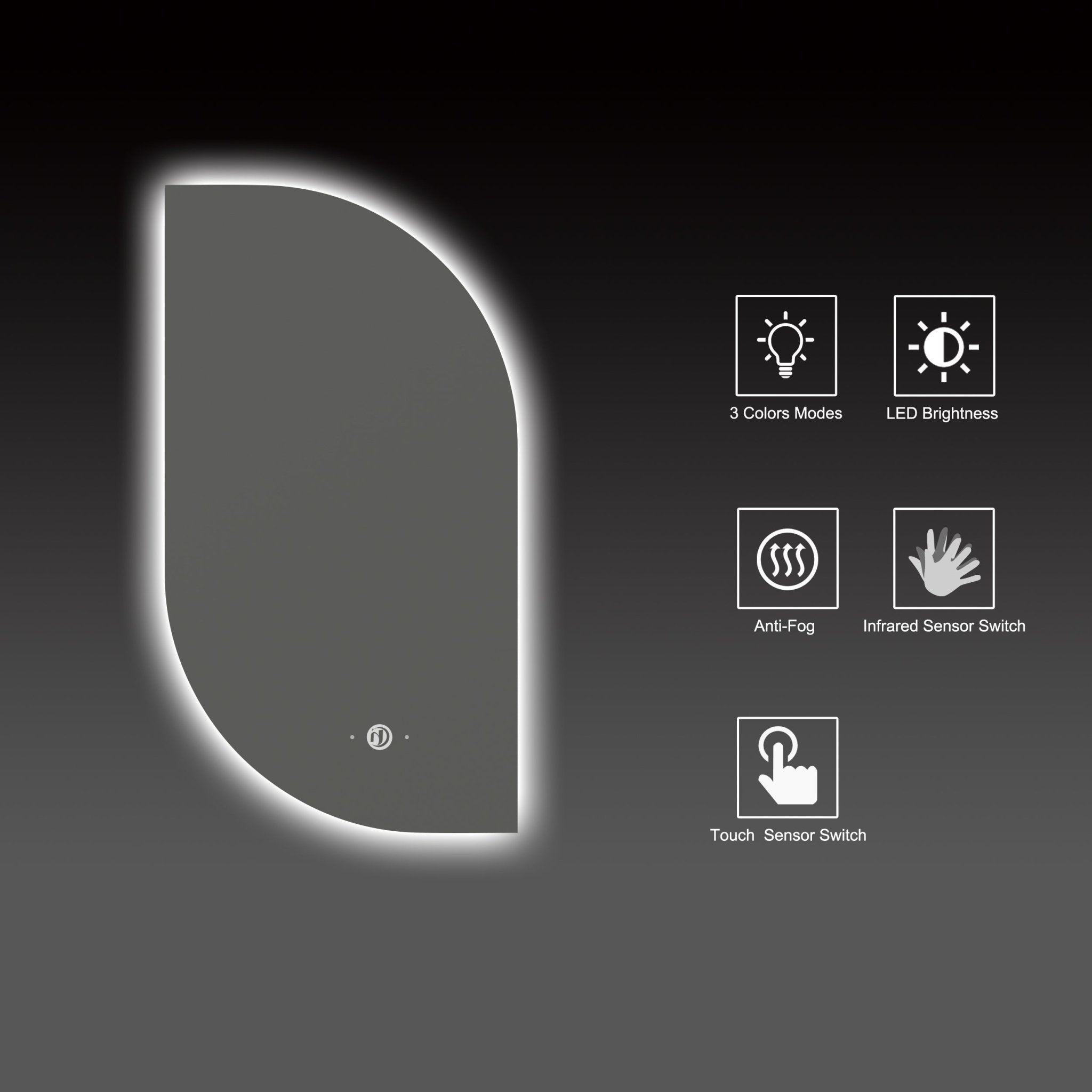 2 Sizes Asymmetrical LED Bathroom Mirror with Anti - Fog - LED MIrror26"x38"