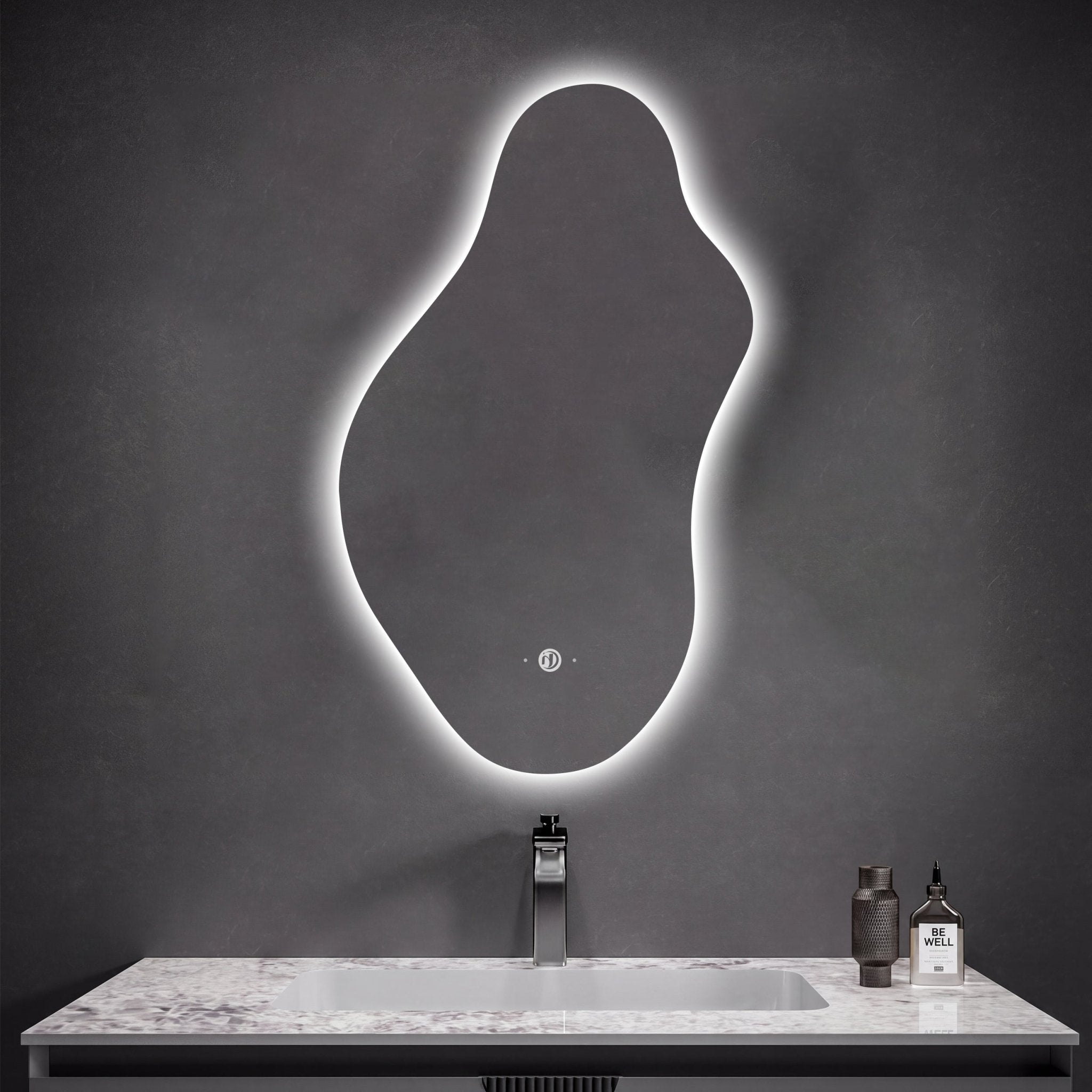 2 Sizes Modern Curvy Irregular LED Bathroom Mirror - LED MIrror22"x36"