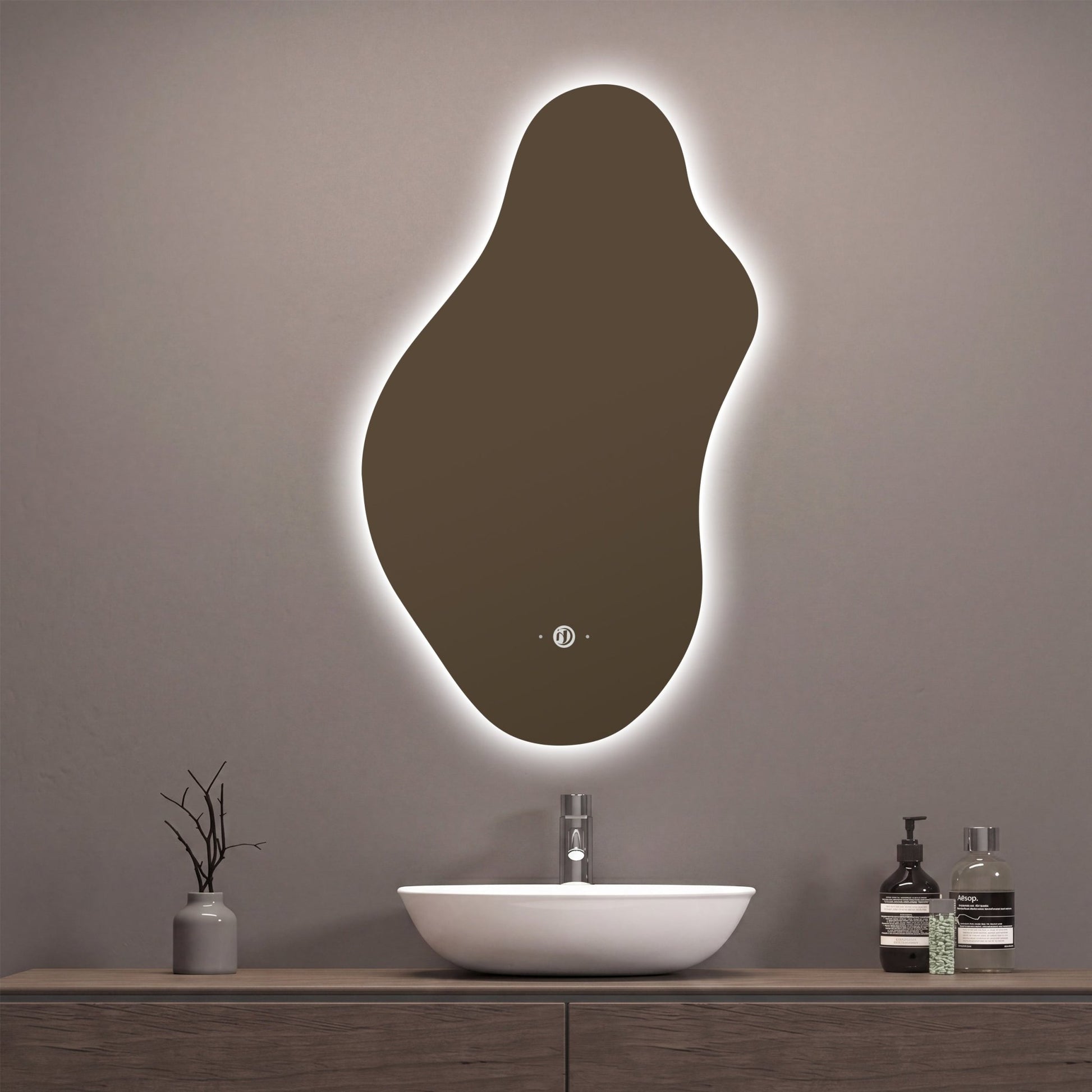 2 Sizes Modern Curvy Irregular LED Bathroom Mirror - LED MIrror22"x36"