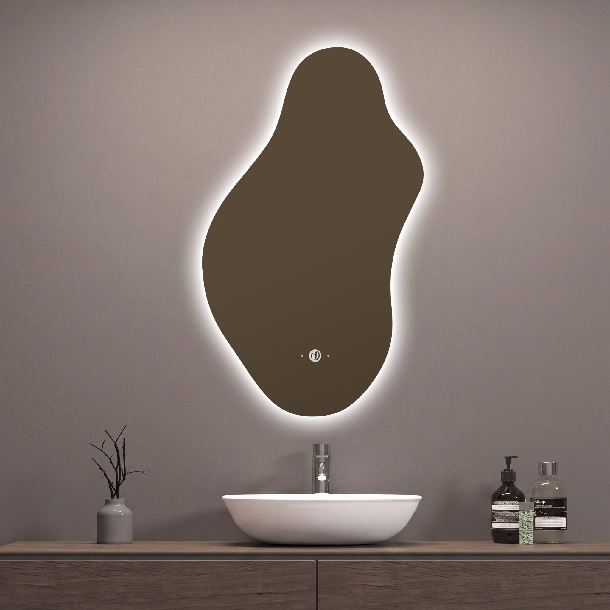 2 Sizes Modern Curvy Irregular LED Bathroom Mirror - LED MIrror22"x36"
