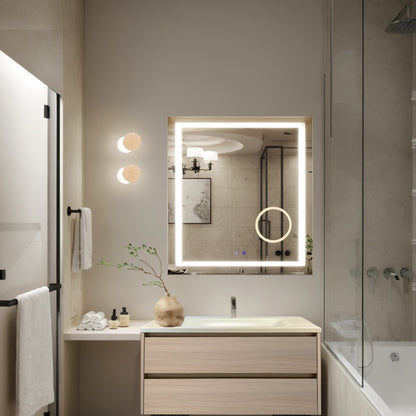 26"/30" LED Bathroom Rectangular Mirror | Anti-Fog | Dimmable | Magnifying