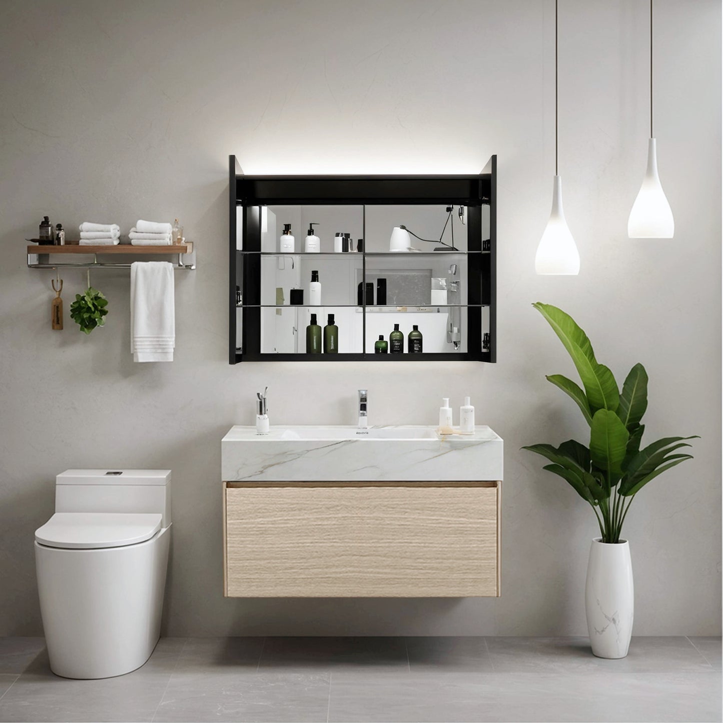 Wall-Mounted LED Bathroom Mirror with Touch Sensor, Anti-Fog, and Dimmable 3-Color LED Lights – Available in 26"x32" & 36"x32"