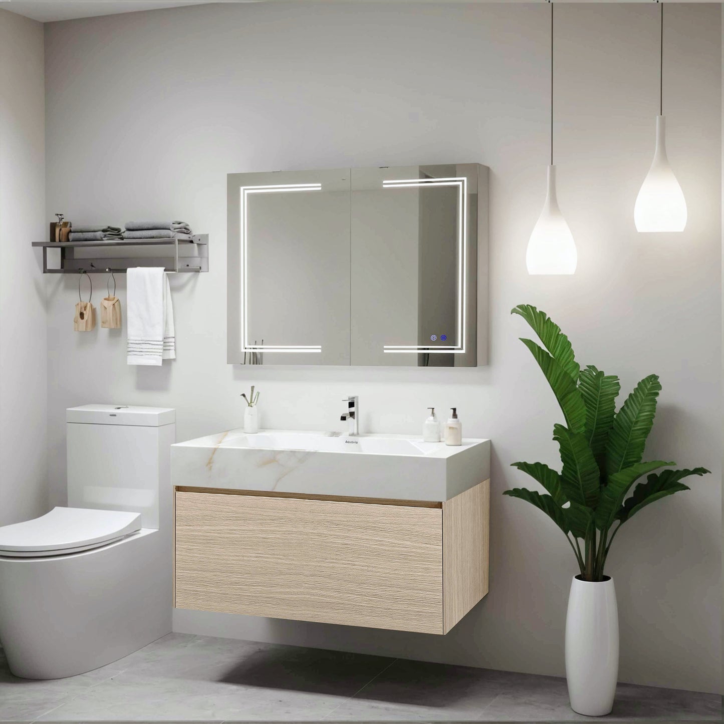 Wall-Mounted LED Bathroom Mirror with Touch Sensor, Anti-Fog, and Dimmable 3-Color LED Lights – Available in 26"x32" & 36"x32"