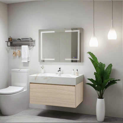 Wall-Mounted LED Bathroom Mirror with Touch Sensor, Anti-Fog, and Dimmable 3-Color LED Lights – Available in 26"x32" & 36"x32"
