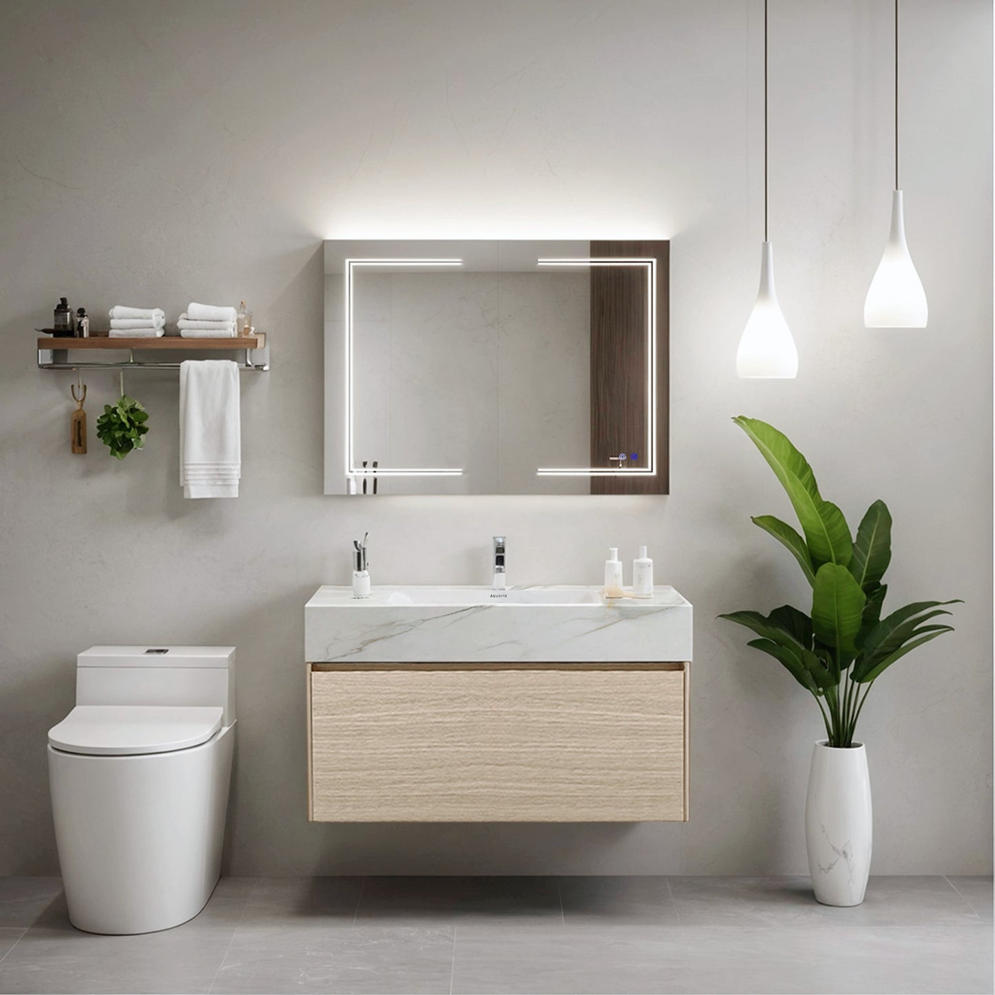 Wall-Mounted LED Bathroom Mirror with Touch Sensor, Anti-Fog, and Dimmable 3-Color LED Lights – Available in 26"x32" & 36"x32"