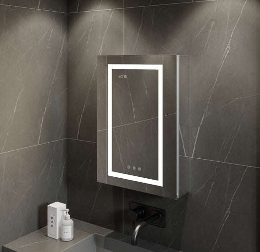 #10064 24" x 32" Smart LED light medicine cabinet with digital clock