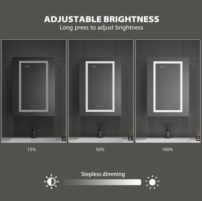 #10064 24" x 32" Smart LED light medicine cabinet with digital clock