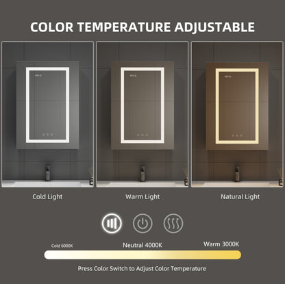 #10064 24" x 32" Smart LED light medicine cabinet with digital clock