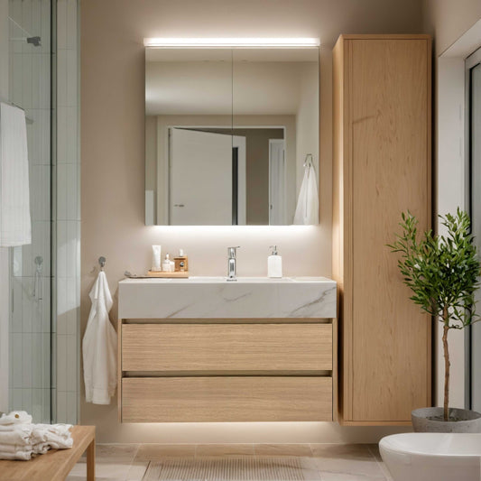 40''/48''Sintered Stone Top with Elegant Floating Bathroom Vanity
