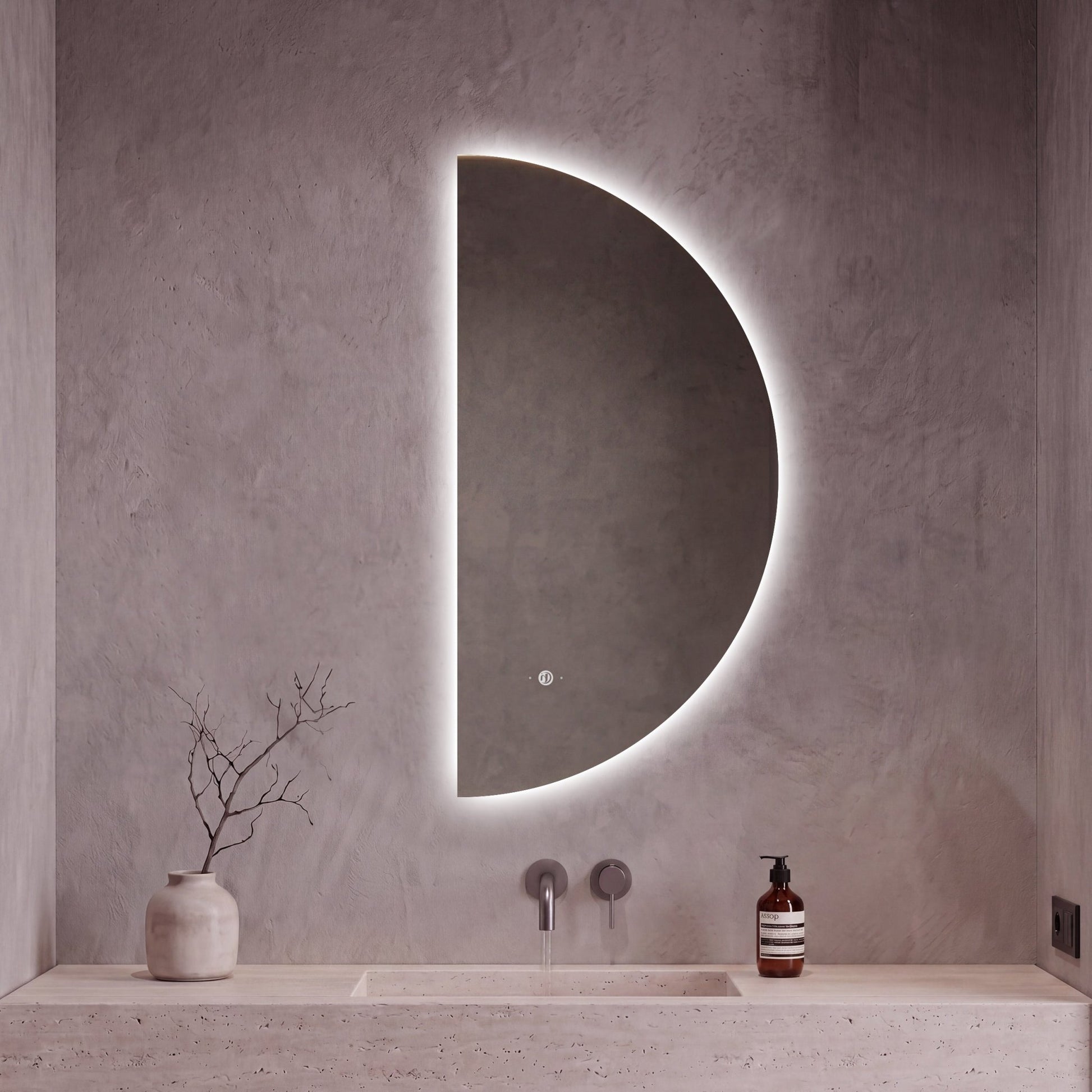 22" x 44" Half Moon LED Bathroom Mirror with Anti - Fog & Wave Sensor - LED MIrror22" x 44"