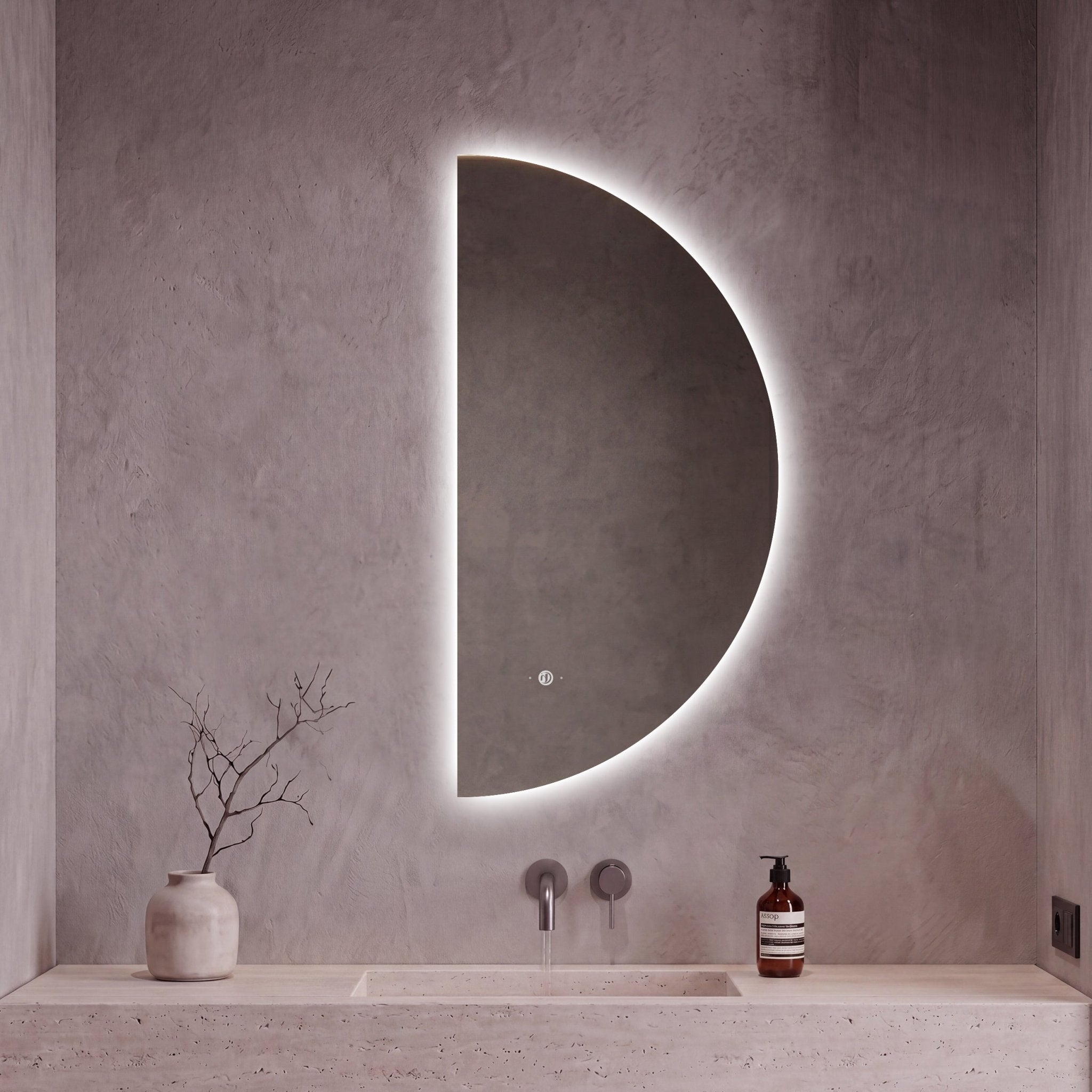 22" x 44" Half Moon LED Bathroom Mirror with Anti - Fog & Wave Sensor - LED MIrror22" x 44"