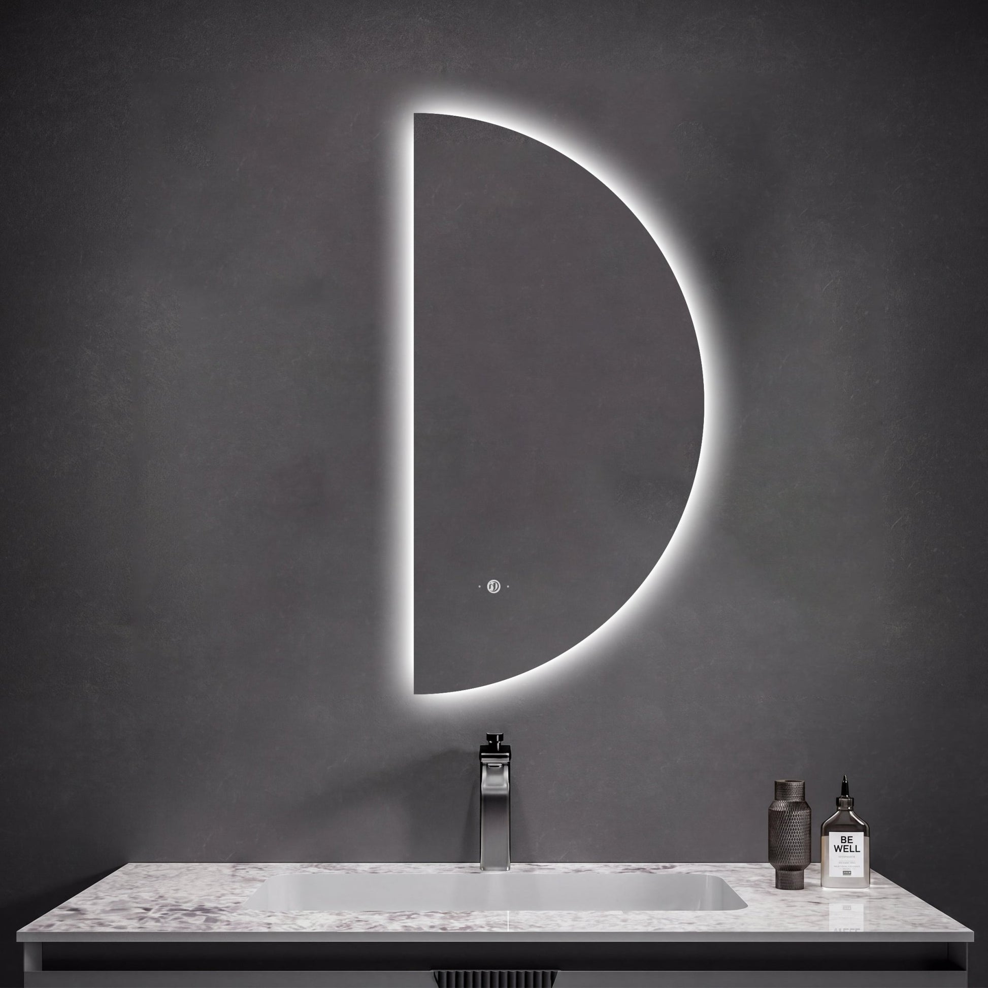 22" x 44" Half Moon LED Bathroom Mirror with Anti - Fog & Wave Sensor - LED MIrror22" x 44"