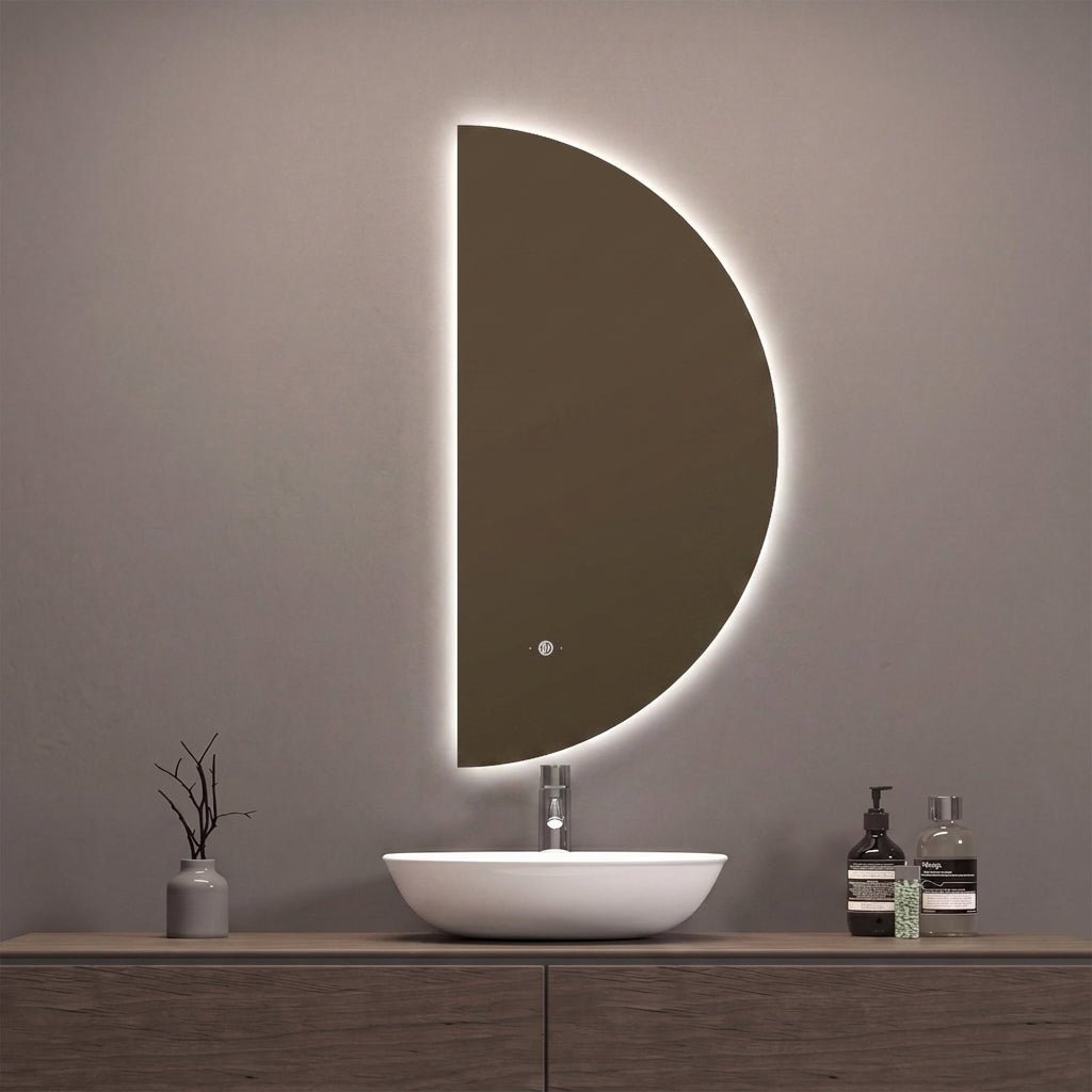 22" x 44" Half Moon LED Bathroom Mirror with Anti - Fog & Wave Sensor - LED MIrror22" x 44"