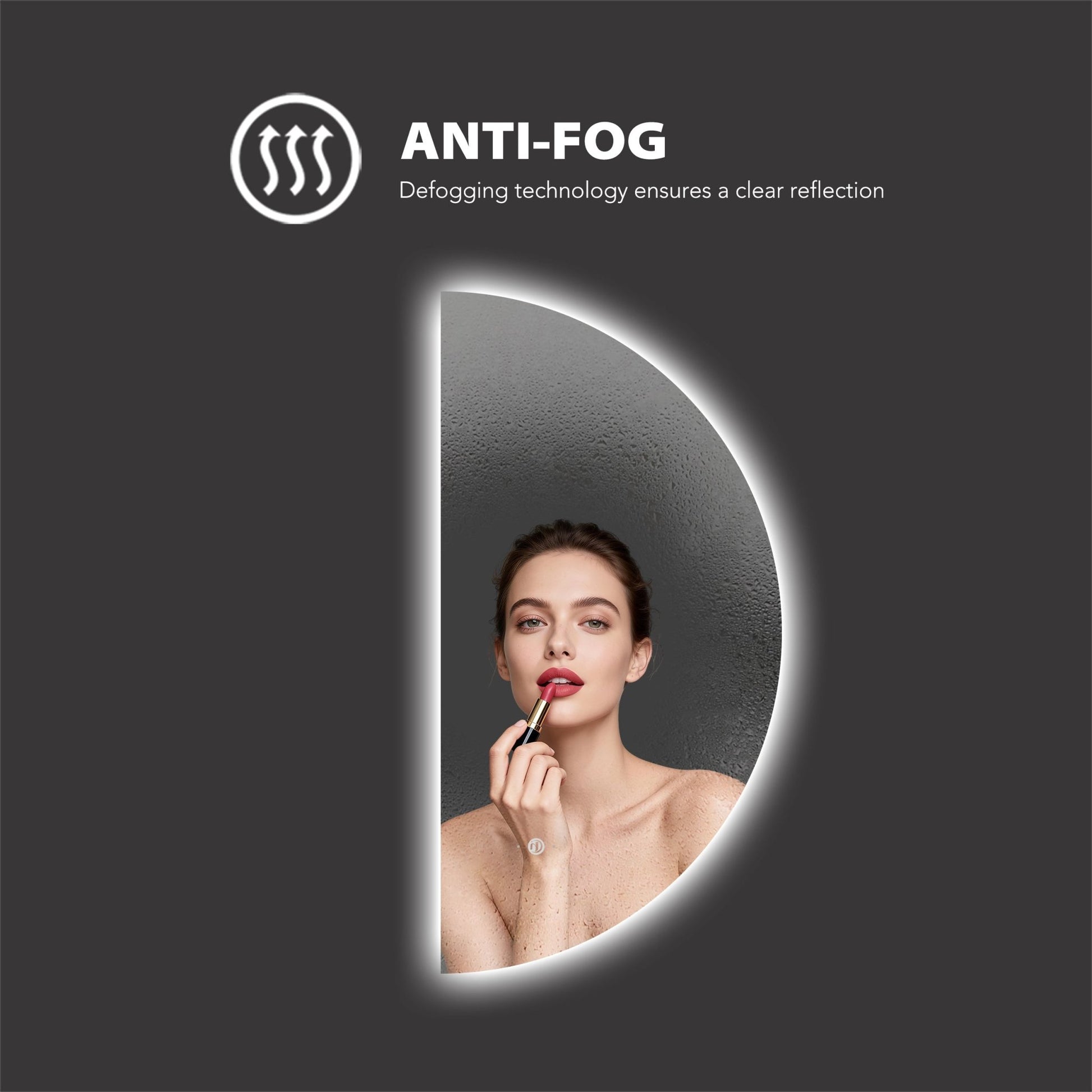 22" x 44" Half Moon LED Bathroom Mirror with Anti - Fog & Wave Sensor - LED MIrror22" x 44"