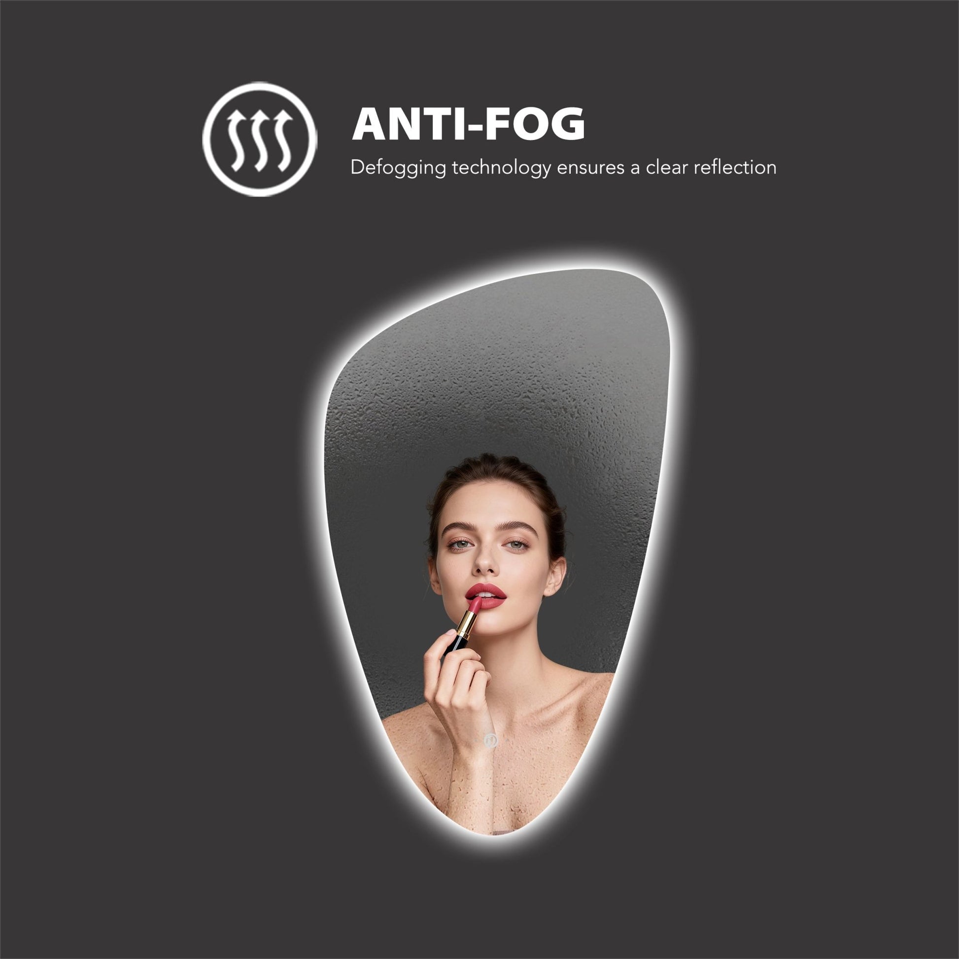 22"x36" Pebble Shaped Irregular LED Mirror with Anti - Fog & Wave Sensor - LED MIrror22" x 36"