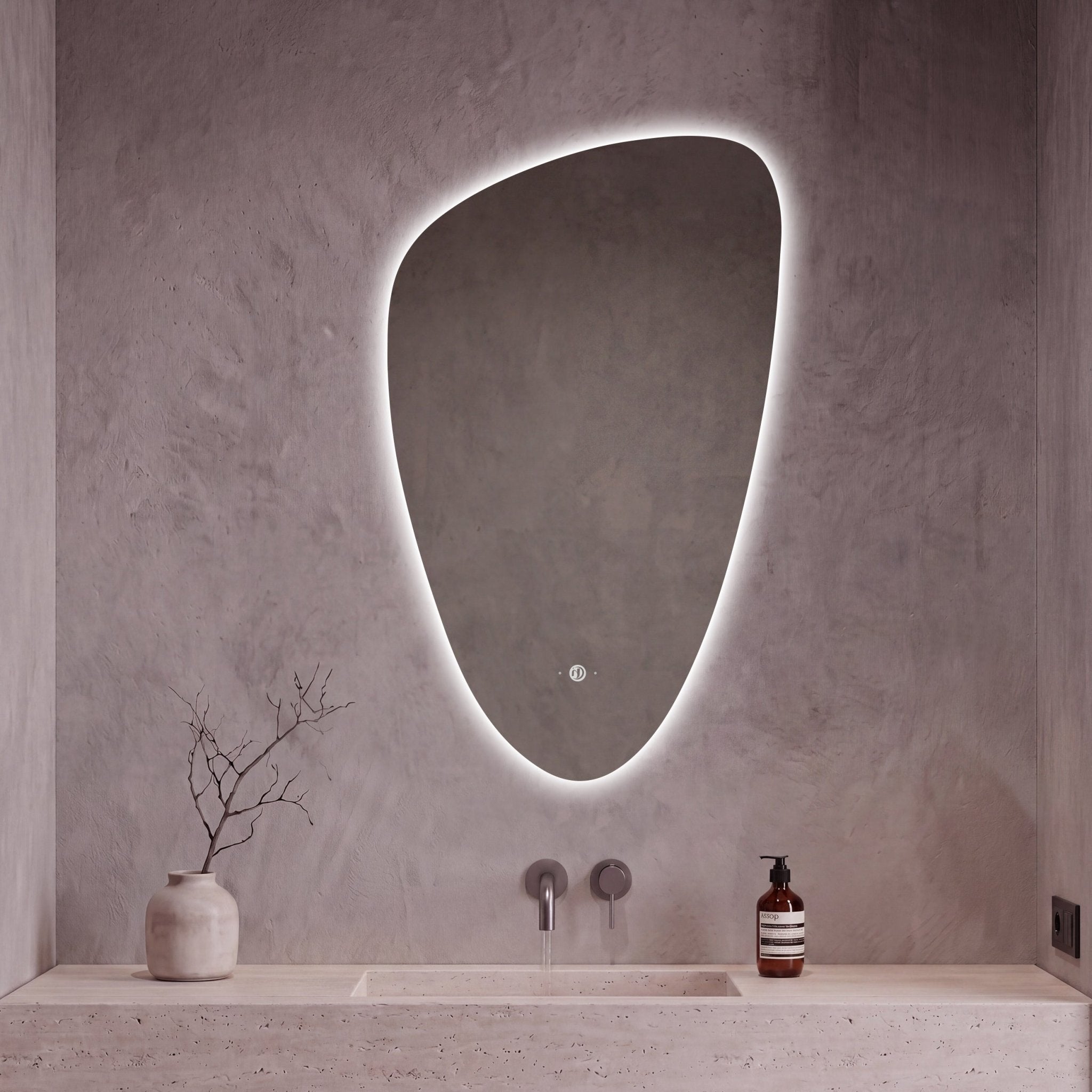 22"x36" Pebble Shaped Irregular LED Mirror with Anti - Fog & Wave Sensor - LED MIrror22" x 36"