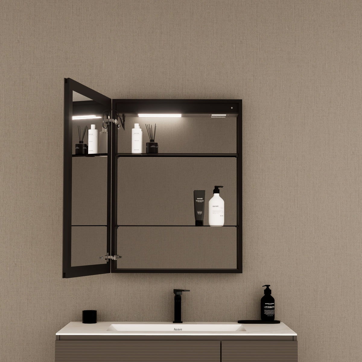 24" LED Anti-Fog Medicine Cabinet — Aluminum Frame, Surface or Recessed Mount -Medicine Cabinet24"x32"
