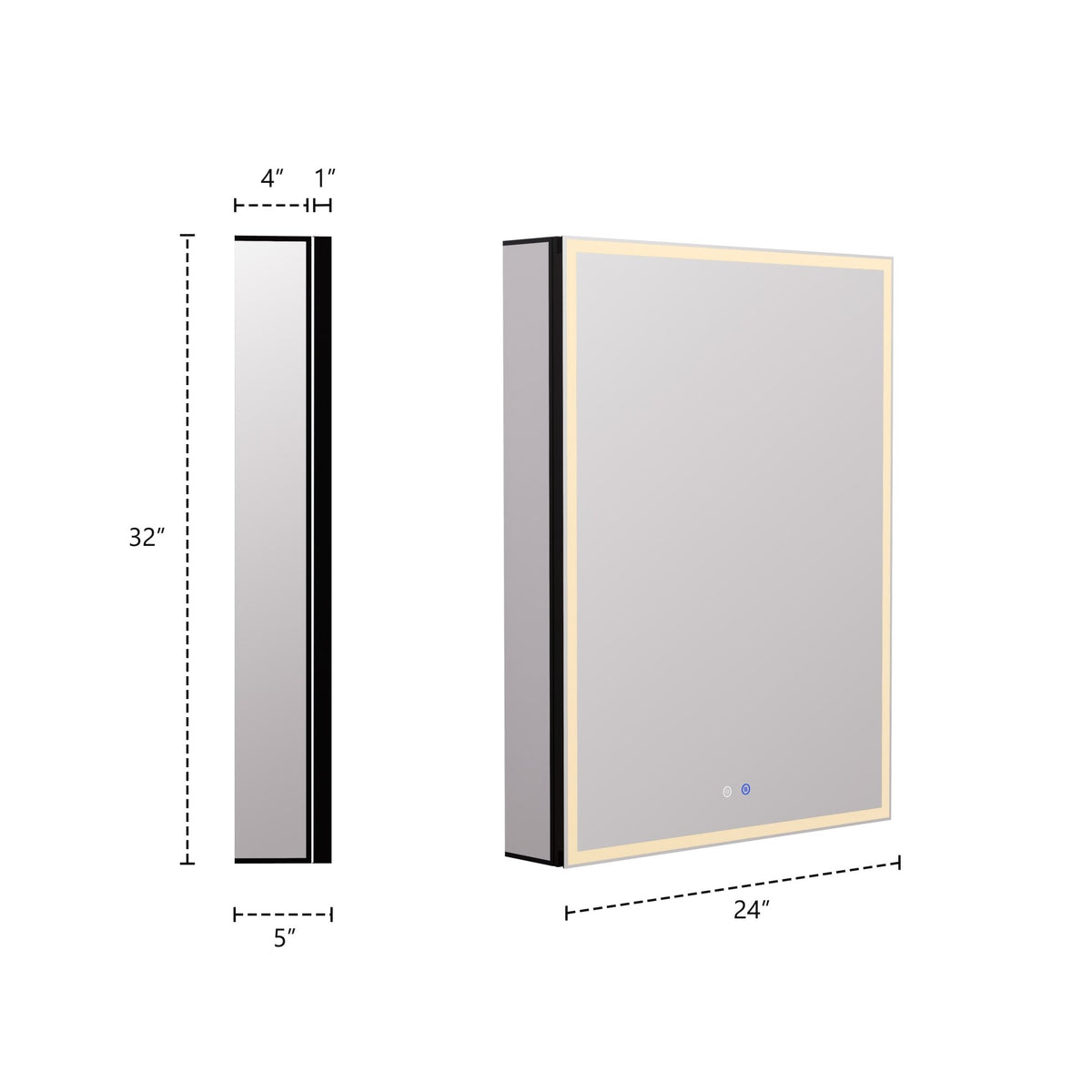 24" LED Anti-Fog Medicine Cabinet — Aluminum Frame, Surface or Recessed Mount -Medicine Cabinet24"x32"