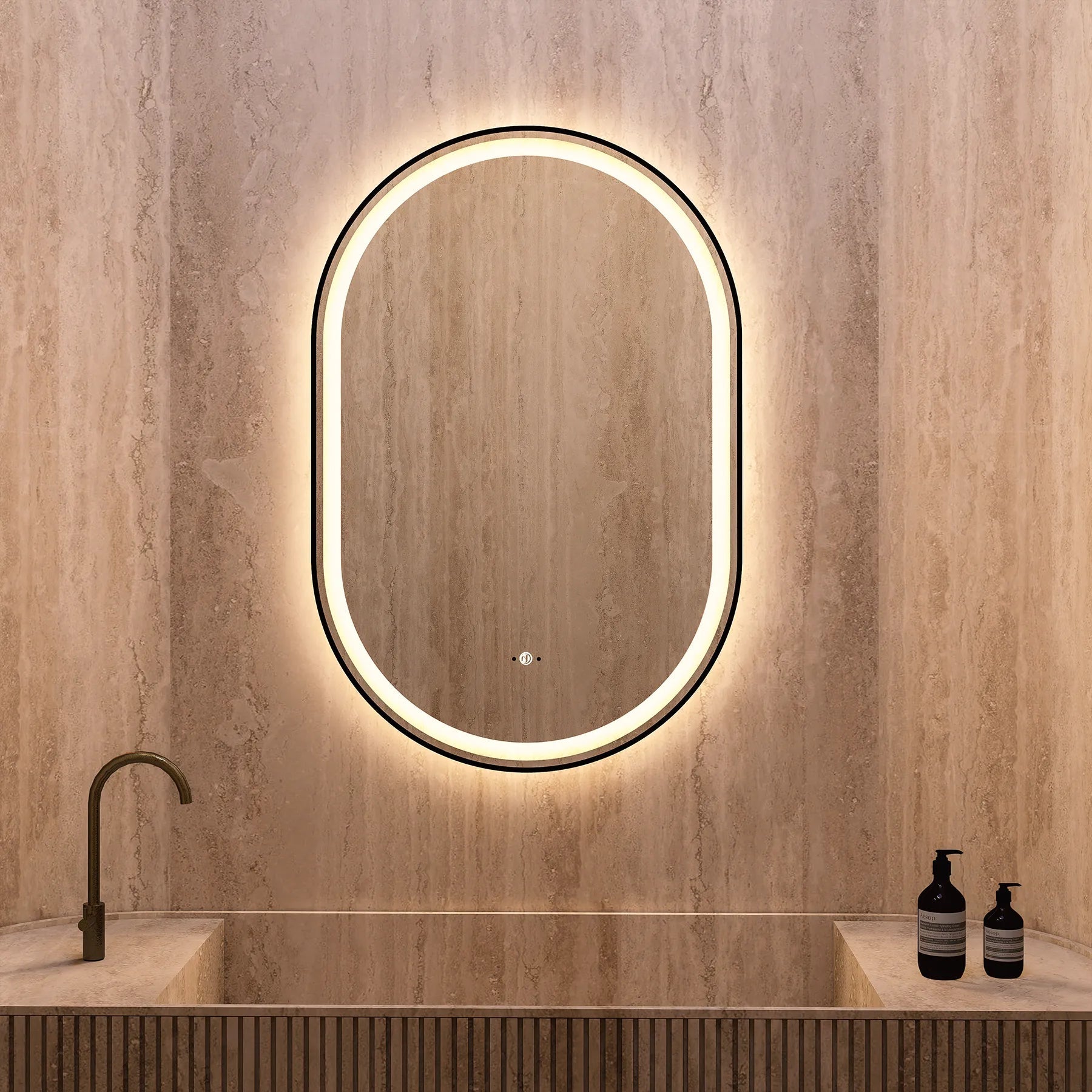24" x 36" LED Mirror with Black Frame, Anti - Fog, CRI 90+ & Seamless Lighting - LED MIrror24"x36"