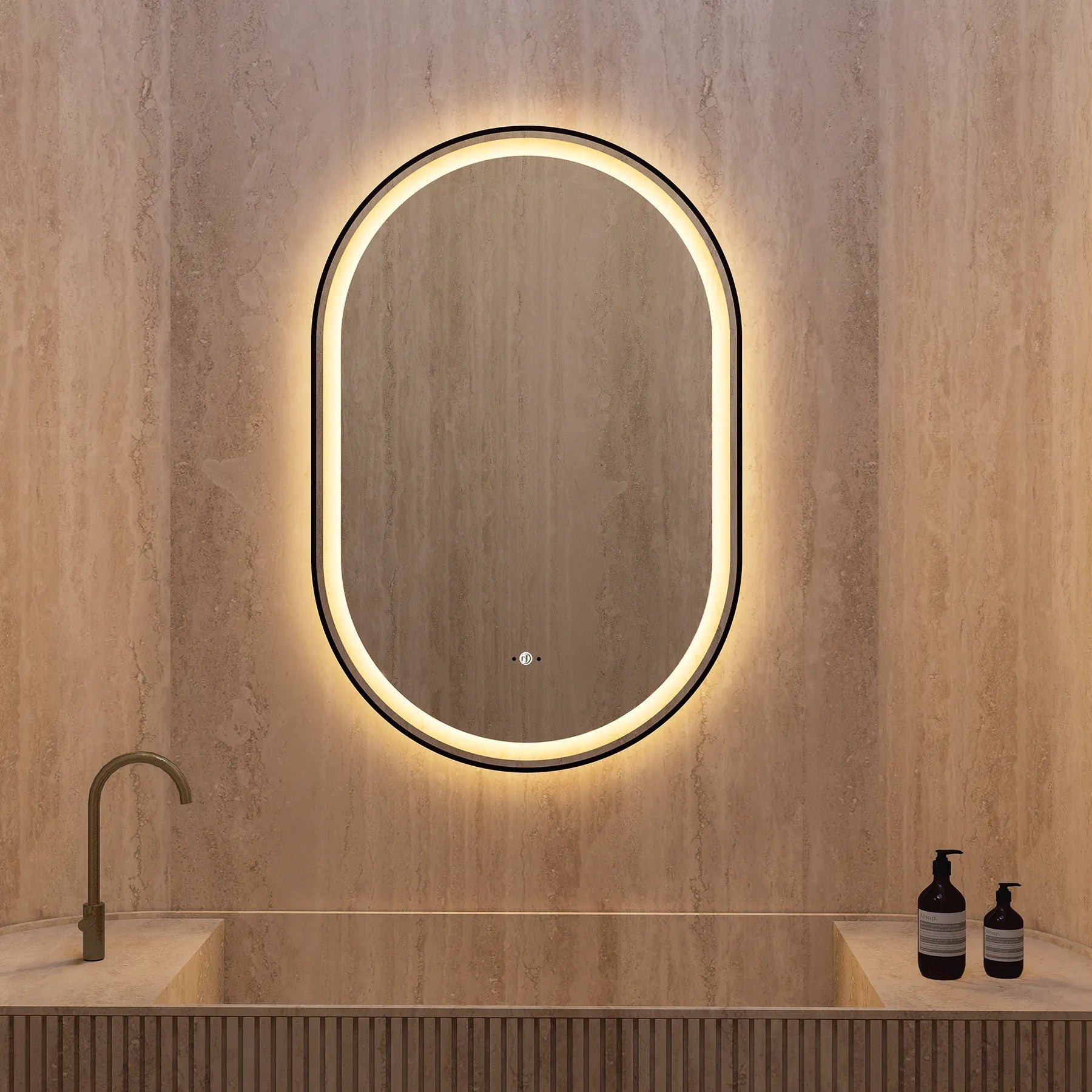 24" x 36" LED Mirror with Black Frame, Anti - Fog, CRI 90+ & Seamless Lighting - LED MIrror24"x36"