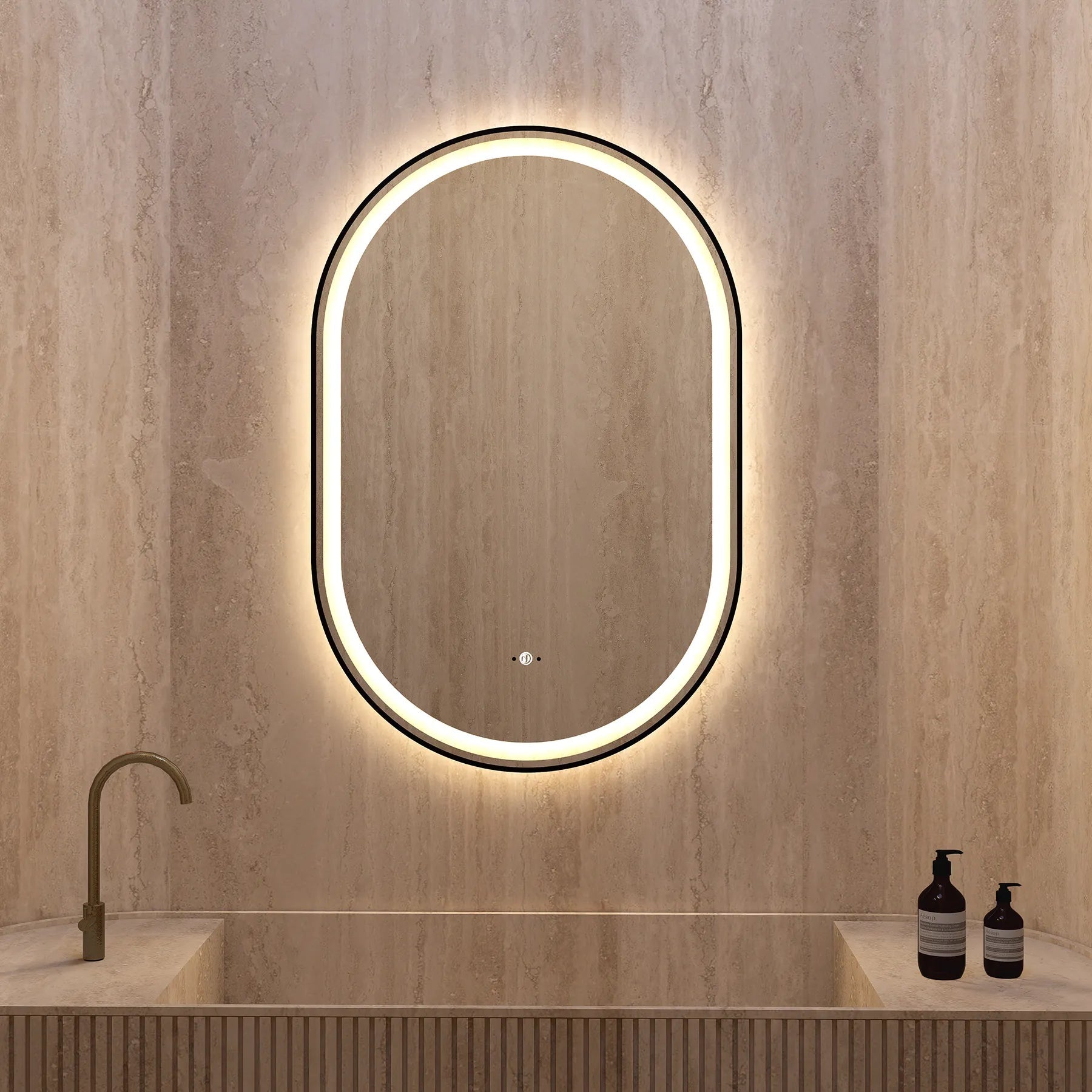 24" x 36" LED Mirror with Black Frame, Anti - Fog, CRI 90+ & Seamless Lighting - LED MIrror24"x36"