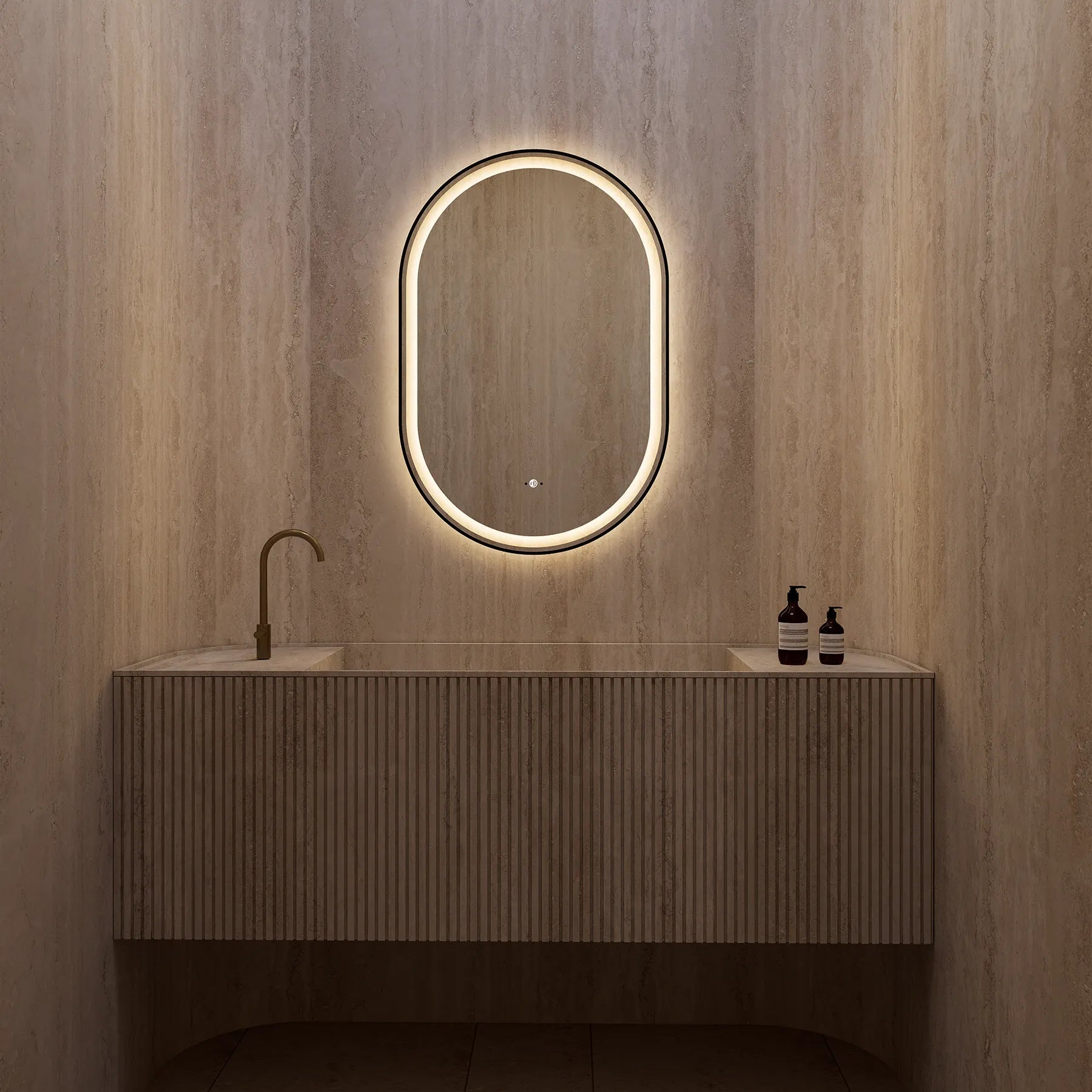 24" x 36" LED Mirror with Black Frame, Anti - Fog, CRI 90+ & Seamless Lighting - LED MIrror24"x36"