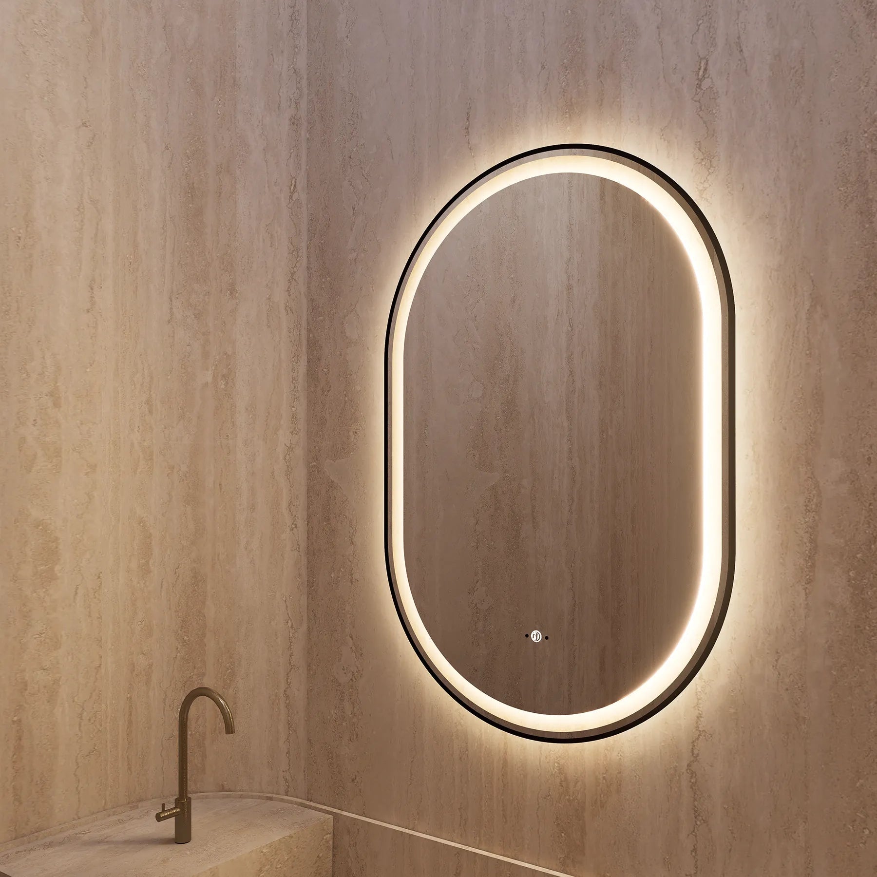 24" x 36" LED Mirror with Black Frame, Anti - Fog, CRI 90+ & Seamless Lighting - LED MIrror24"x36"