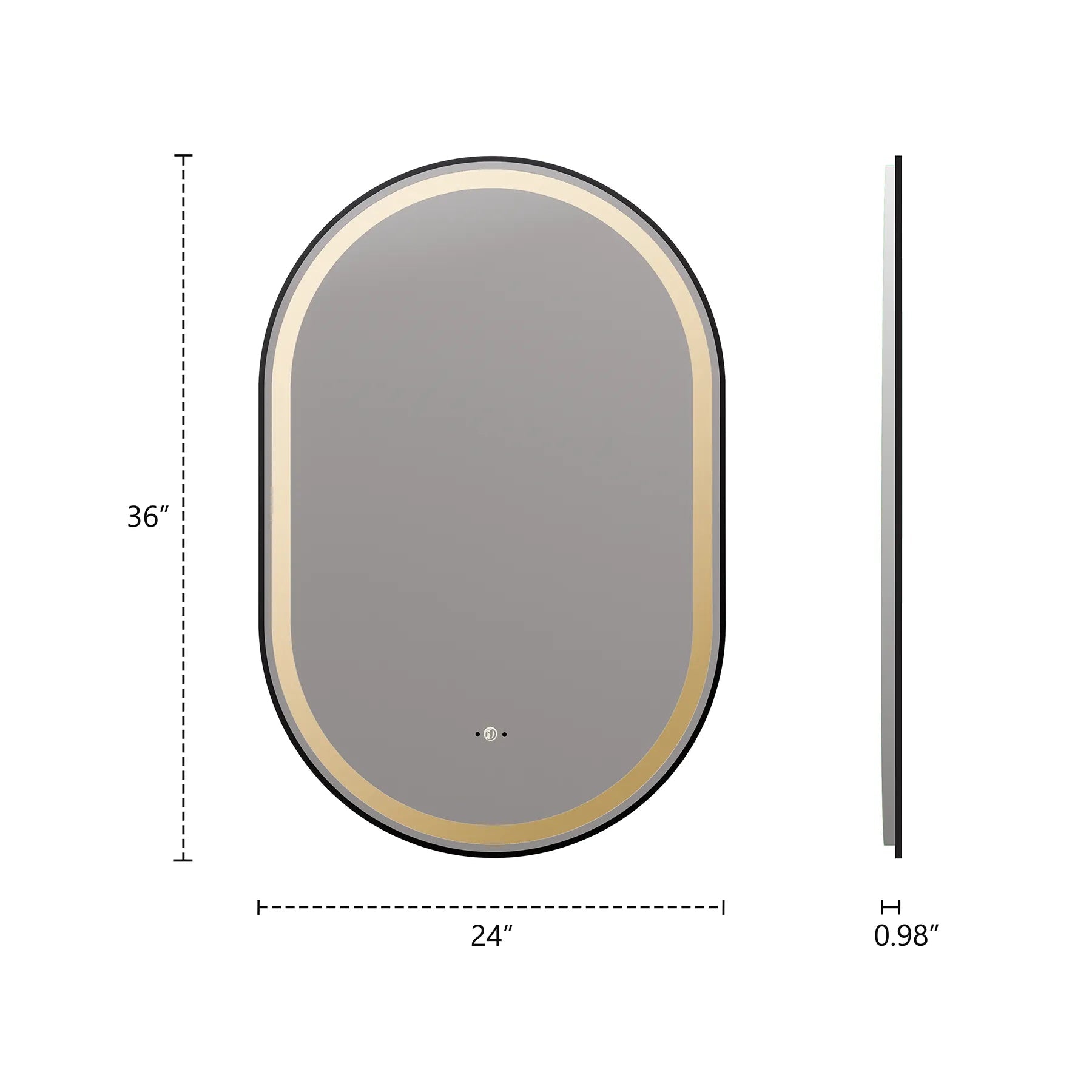 24" x 36" LED Mirror with Black Frame, Anti - Fog, CRI 90+ & Seamless Lighting - LED MIrror24"x36"
