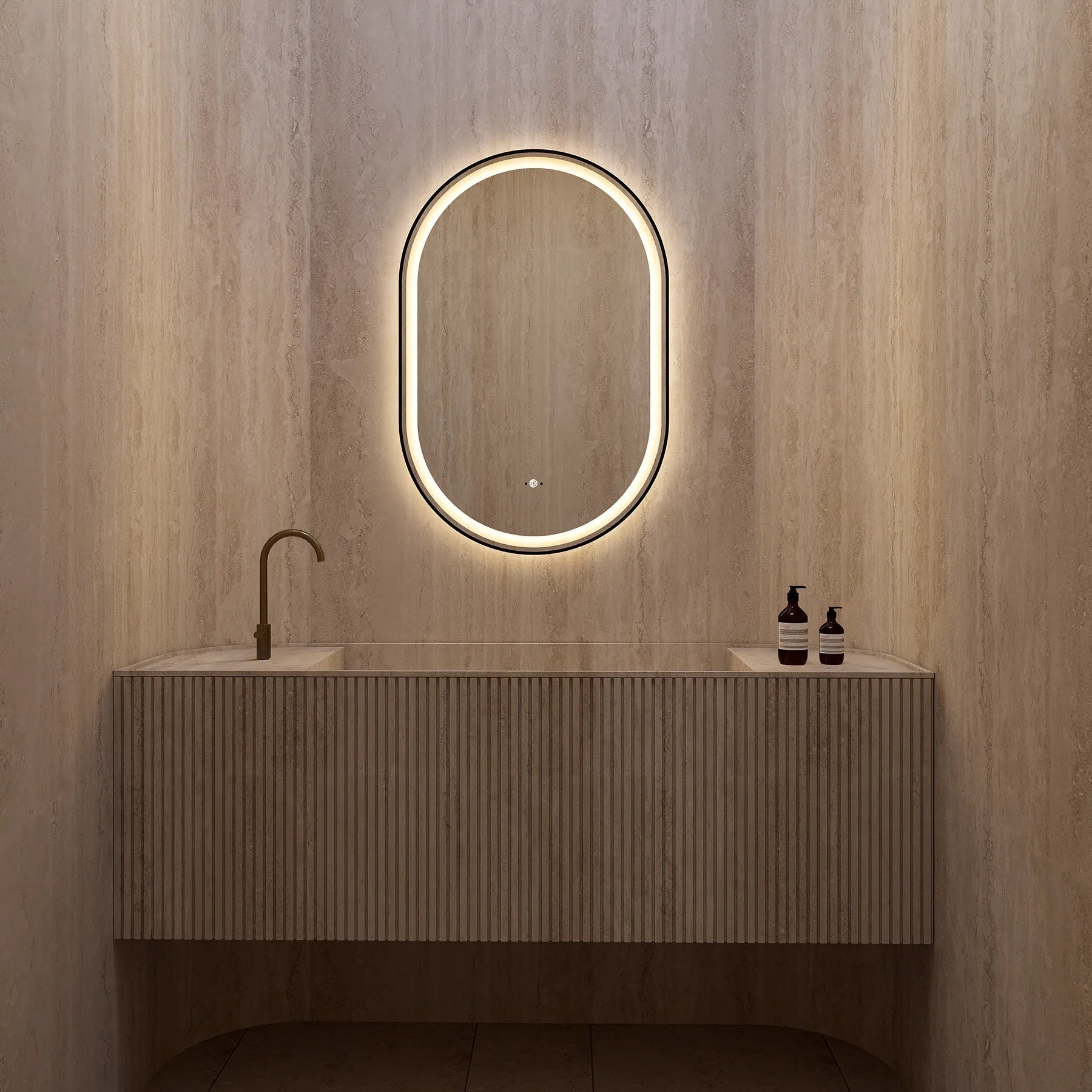 24" x 36" LED Mirror with Black Frame, Anti - Fog, CRI 90+ & Seamless Lighting - LED MIrror24"x36"