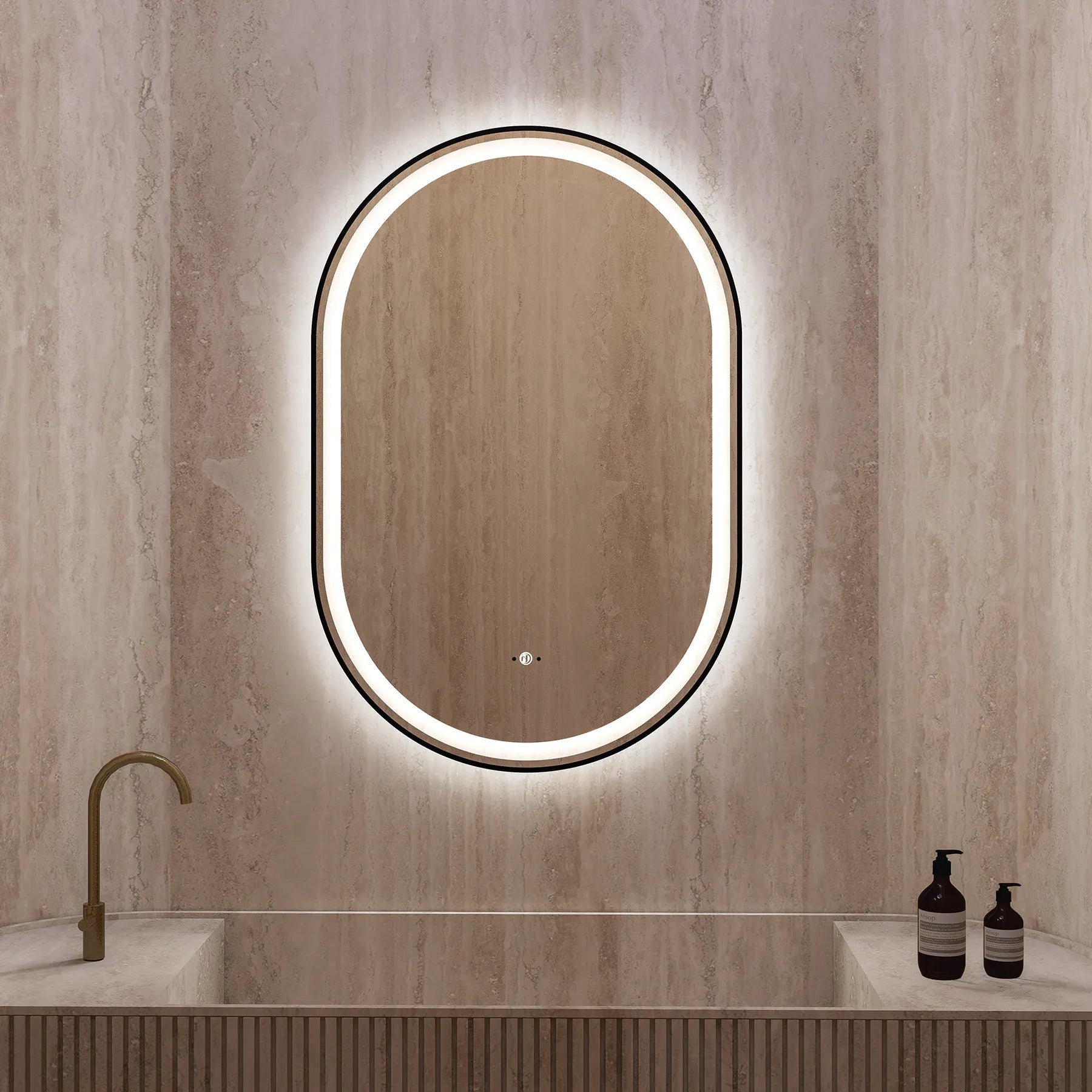 24" x 36" LED Mirror with Black Frame, Anti - Fog, CRI 90+ & Seamless Lighting - LED MIrror24"x36"